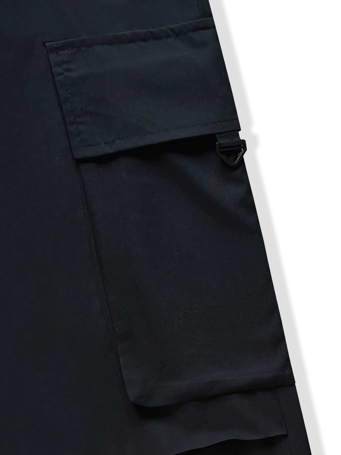 Calça Masculina Cargo Oversized Com Estampa Bolsos Sobrepostos Calça Masculina Cargo Com Corrente Decorativa Bolsos