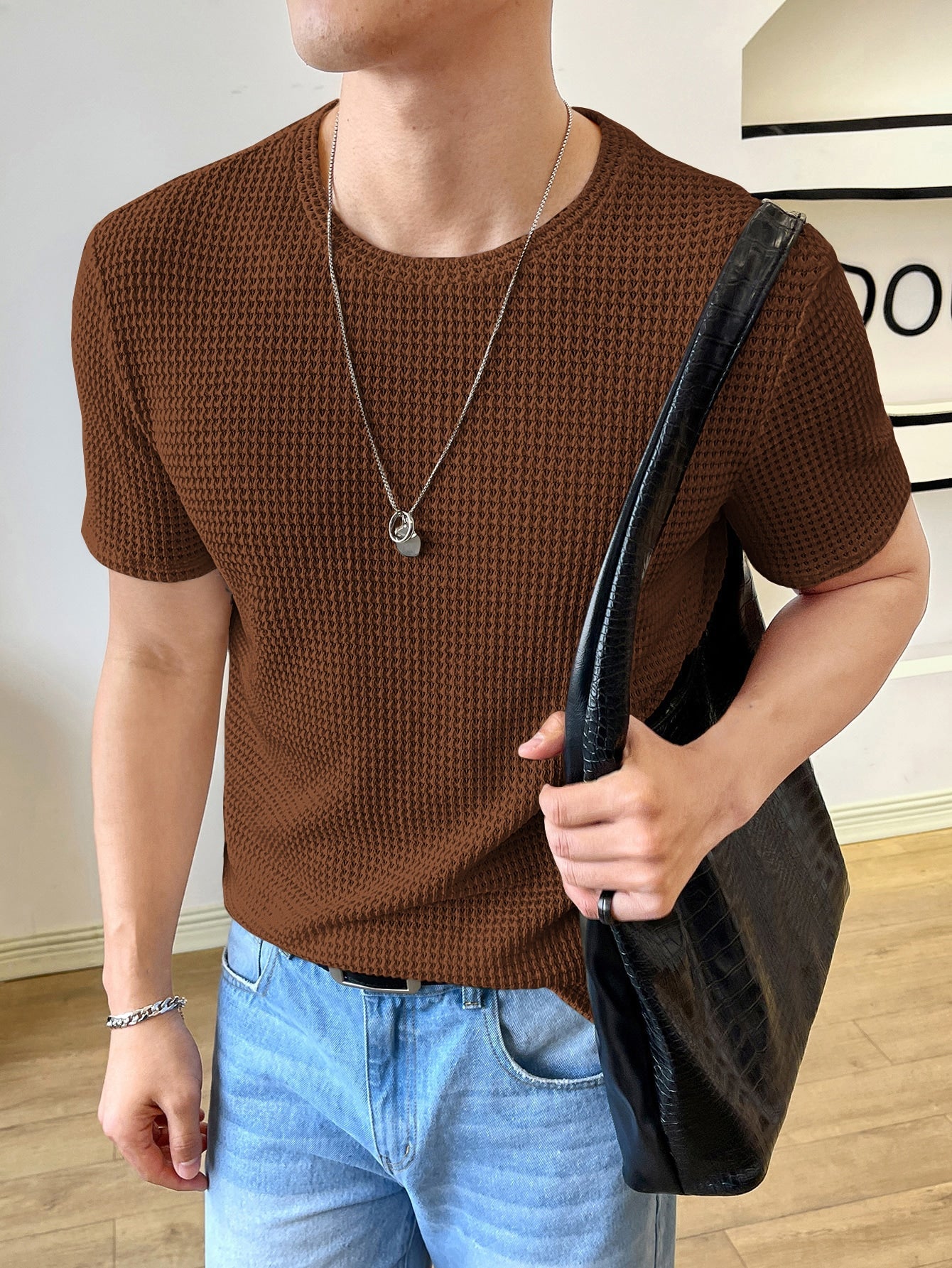 Camisa Masculina Slim Textura Elegante Moderna Camisa Masculina Slim Textura Elegante Moderna