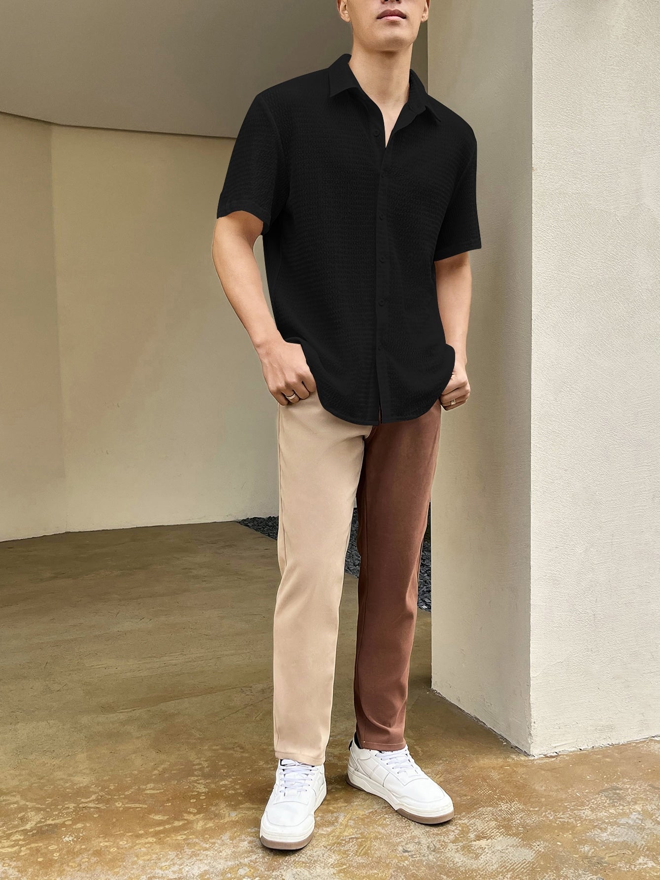 Camisa Masculina De Botão Tecido Elástico Textura Suave Camisa Masculina De Botão Tecido Elástico Textura Suave