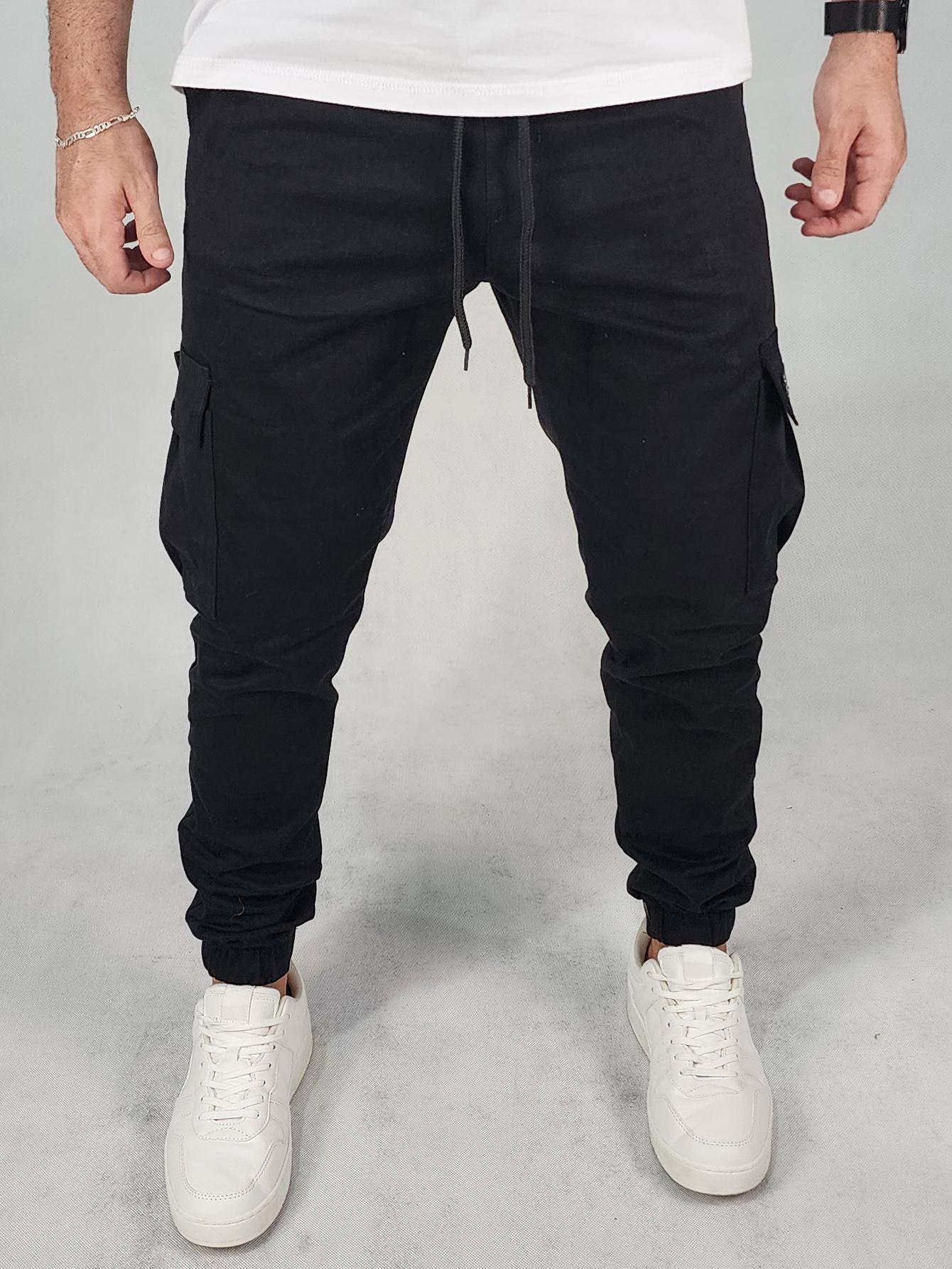 Calça Masculina Jogger Com Bolsos E Cós Ajustável Calça Masculina Cargo Com Correntes E Estilo Streetwear