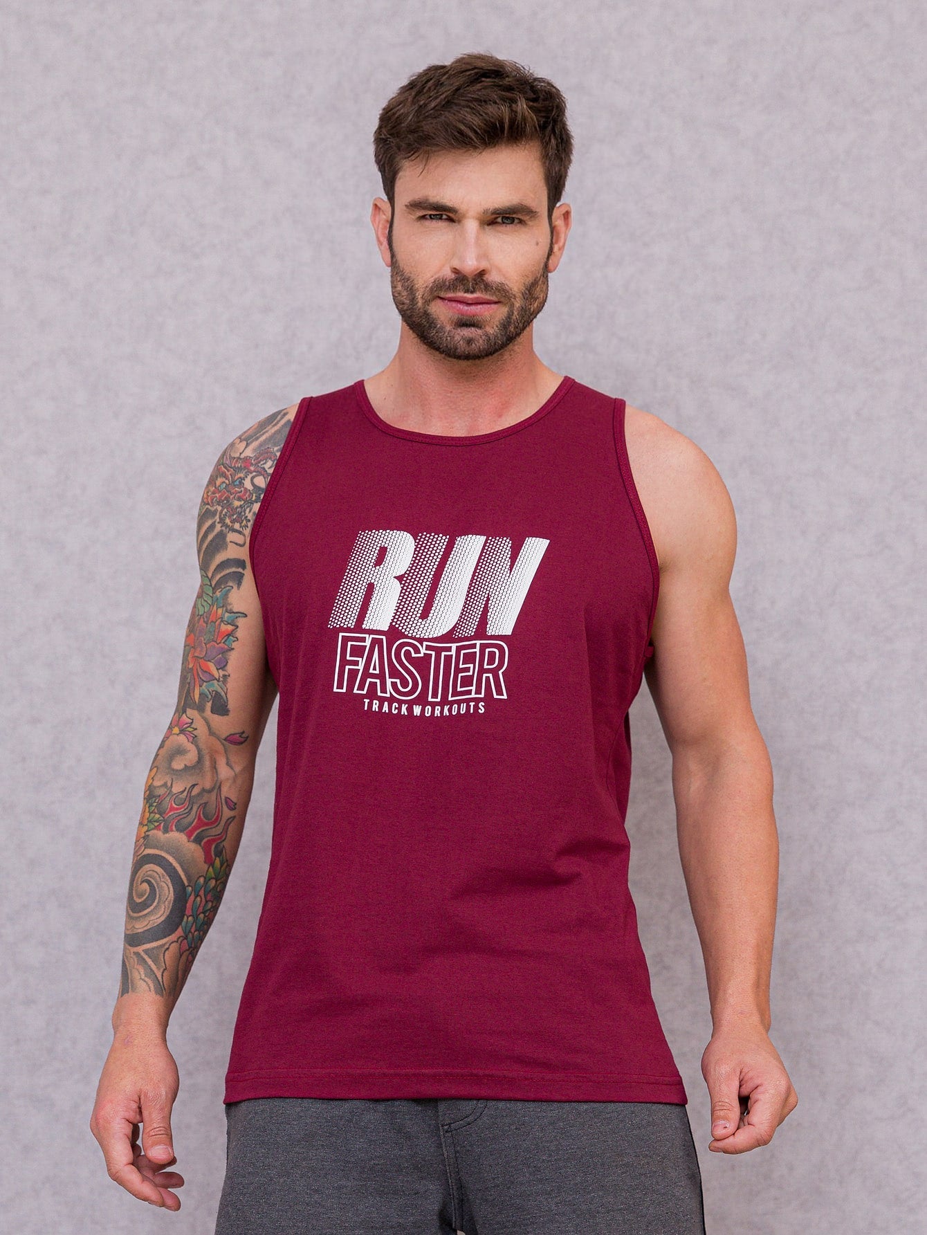 Camiseta Regata Masculina Casual Tecido Leve Caimento Perfeito Vinho / PP Camiseta Regata Masculina Casual Tecido Leve