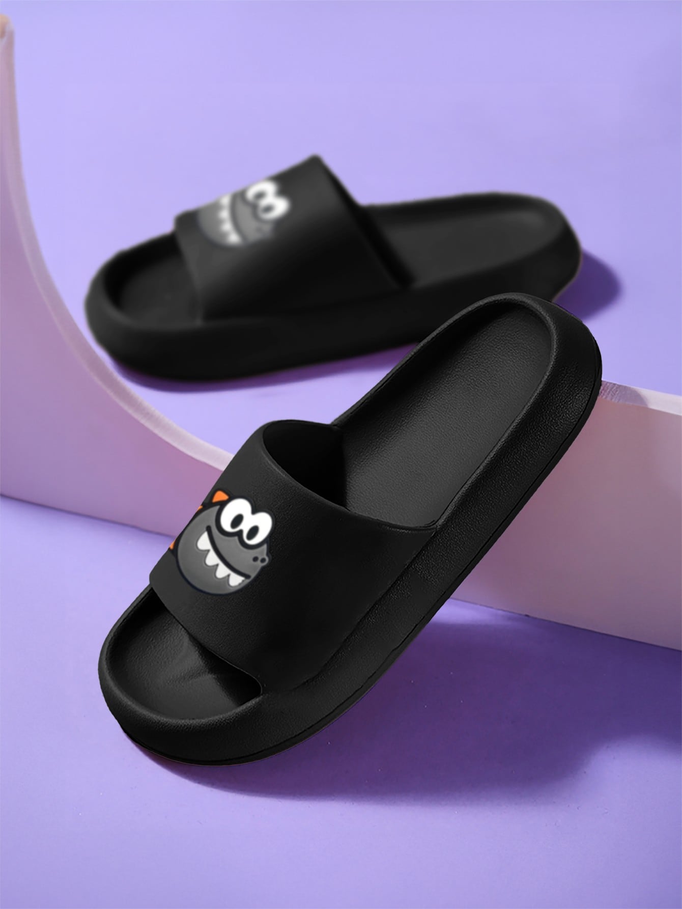 Chinelo Masculino Casual Estampado Cartoon Versátil e Confortável Preto / 36 Chinelo Masculino Casual Estampado Cartoon