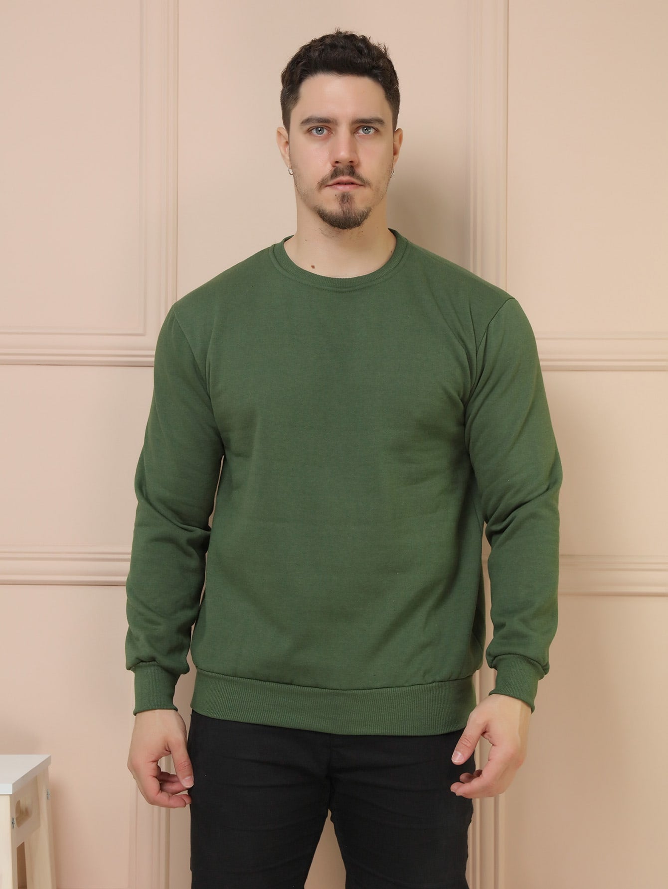 Moletom Masculino Básico Casual Gola Redonda Caimento Solto Verde / PP Moletom Masculino Básico Casual Gola Redonda