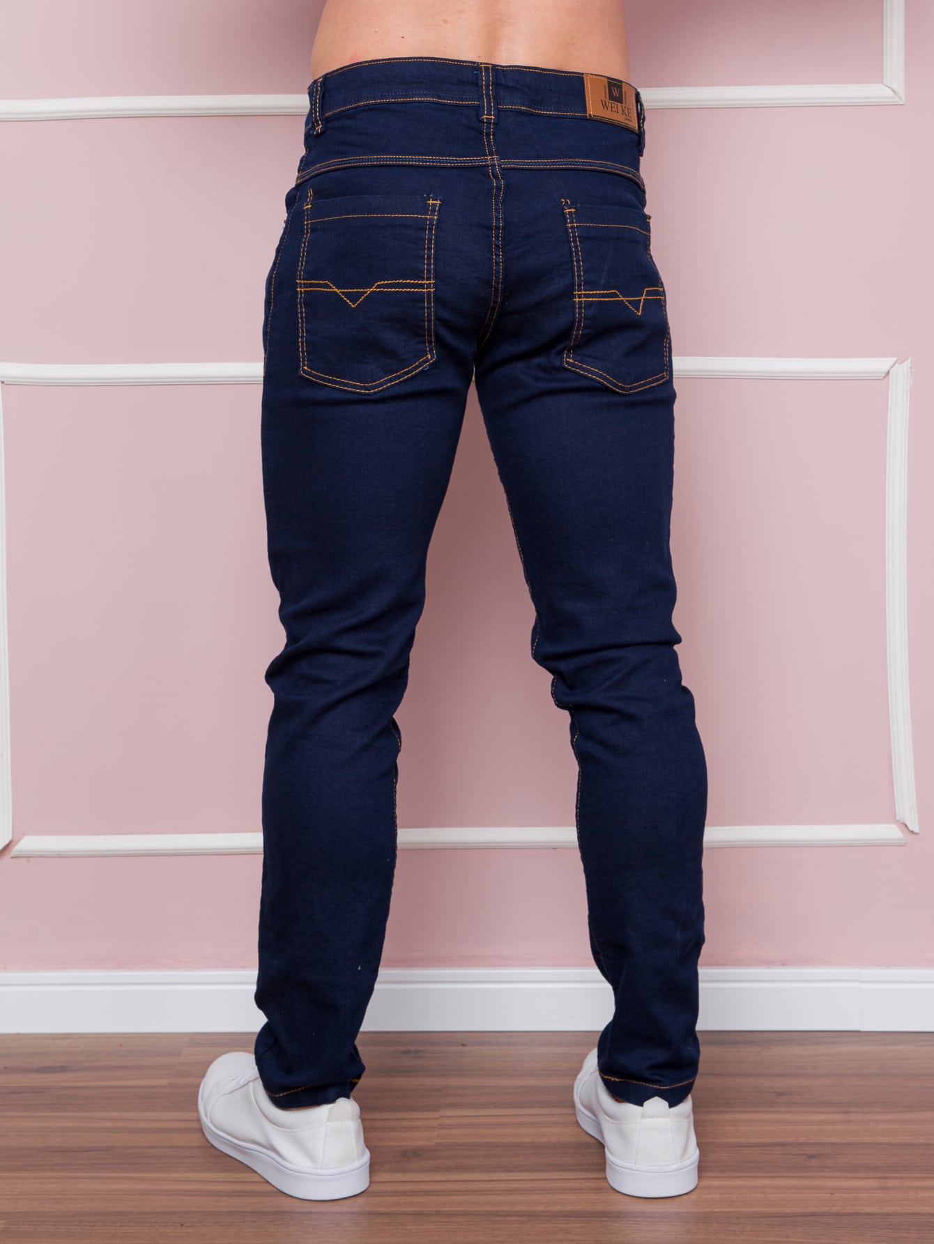 Calça Masculina Jeans Slim Fit Costura Contrastante E Ajuste Moderno Calça Masculina Social Slim Fit Com Tecido Stretch