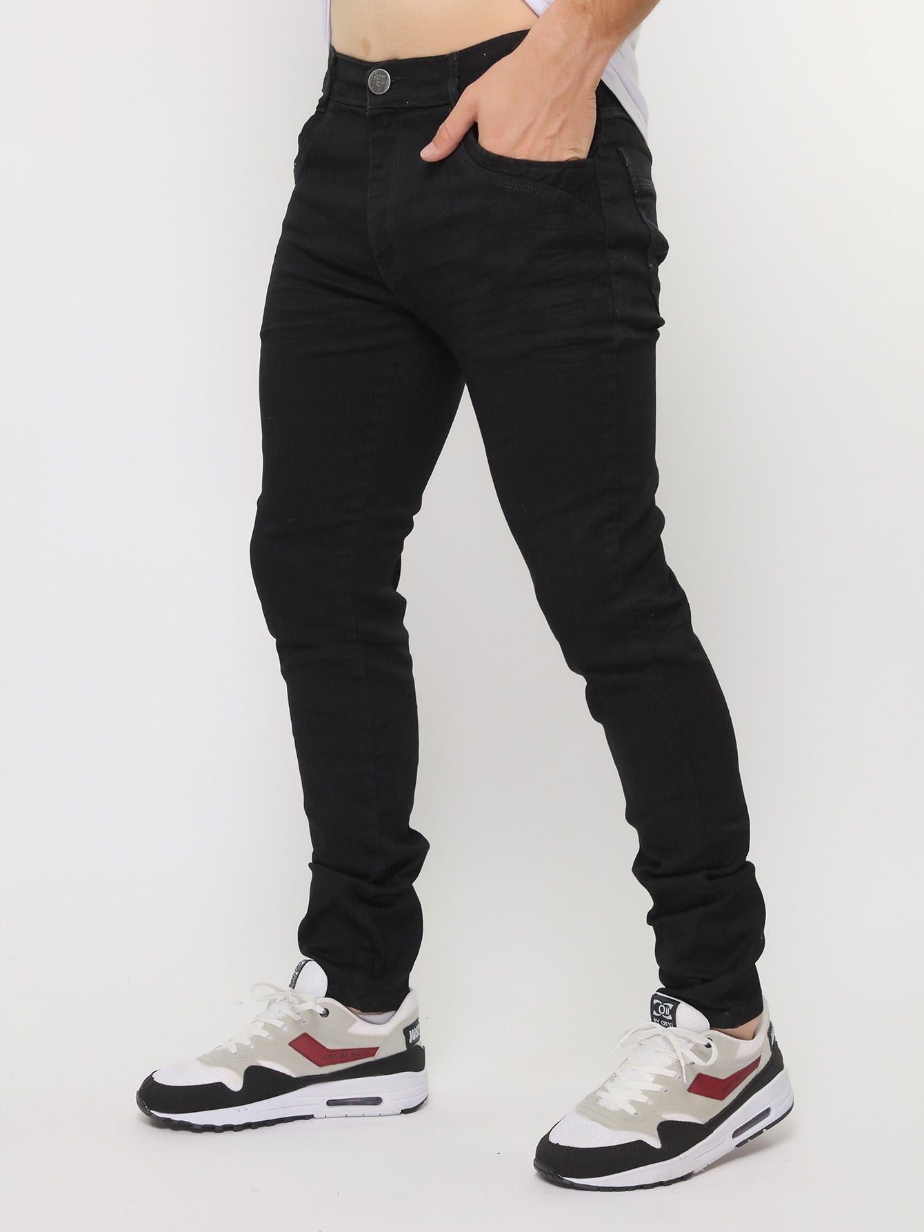 Calça Masculina Jeans Slim Fit Com Lavagem Desgastada E Estilo Calça Masculina Jeans Slim Fit Com Lavagem Desgastada E