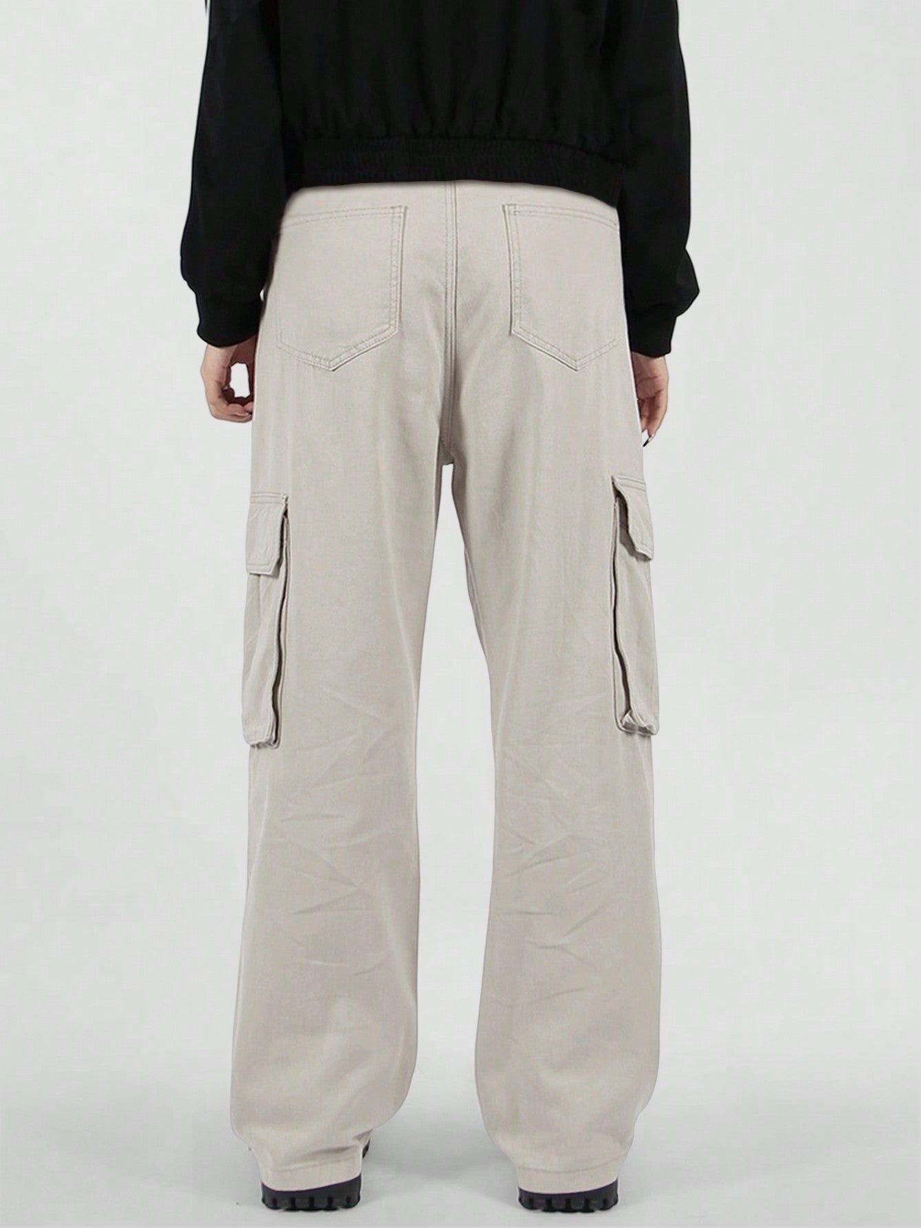 Calça Masculina Cargo Casual Bolsos Sobrepostos E Corte Clássico Calça Masculina Cargo Casual Bolsos Sobrepostos E