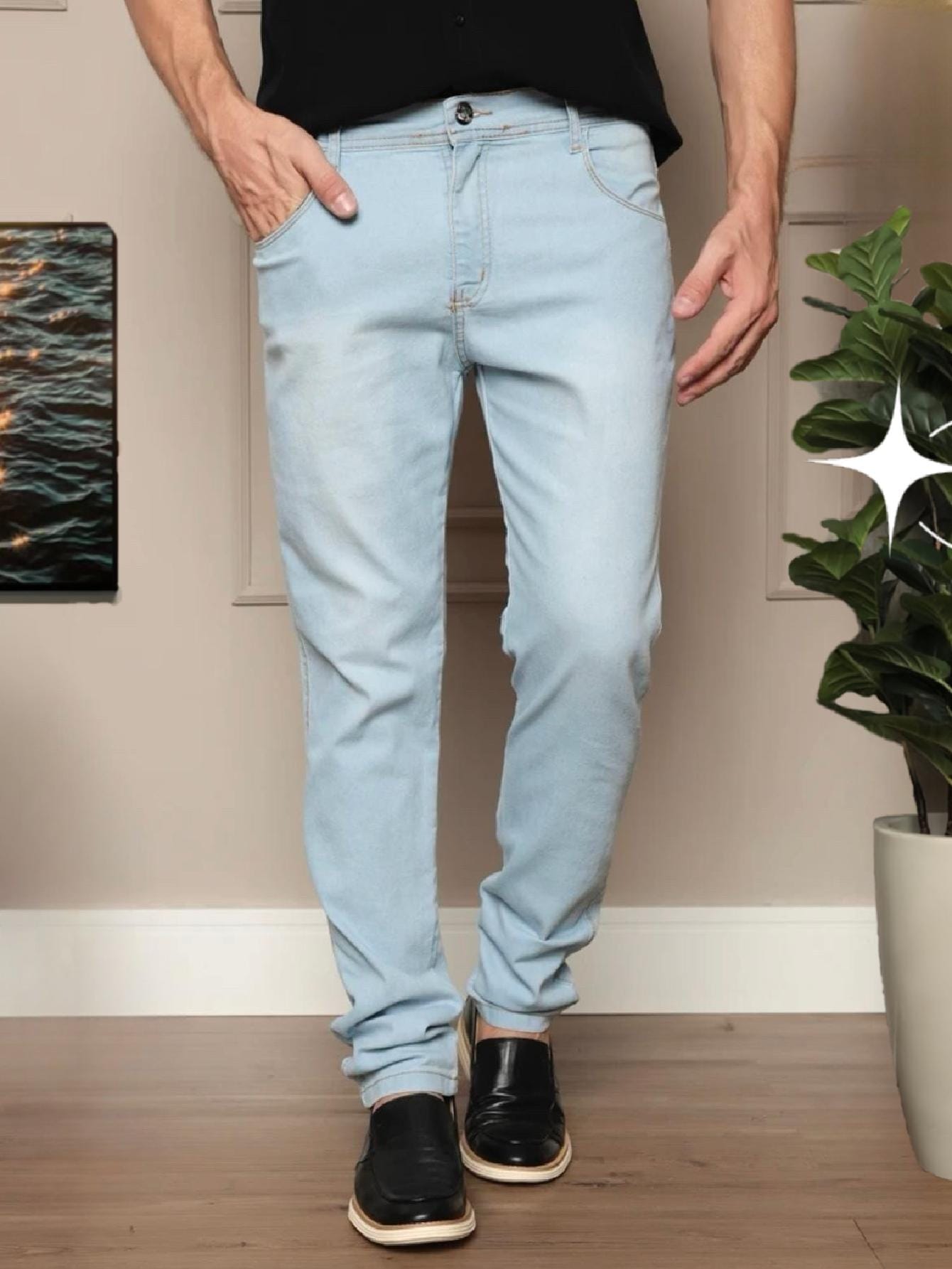 Calça Masculina Jeans Slim Fit Com Design Moderno E Ajuste Perfeito Calça Masculina Jeans Slim Fit Com Design Moderno E