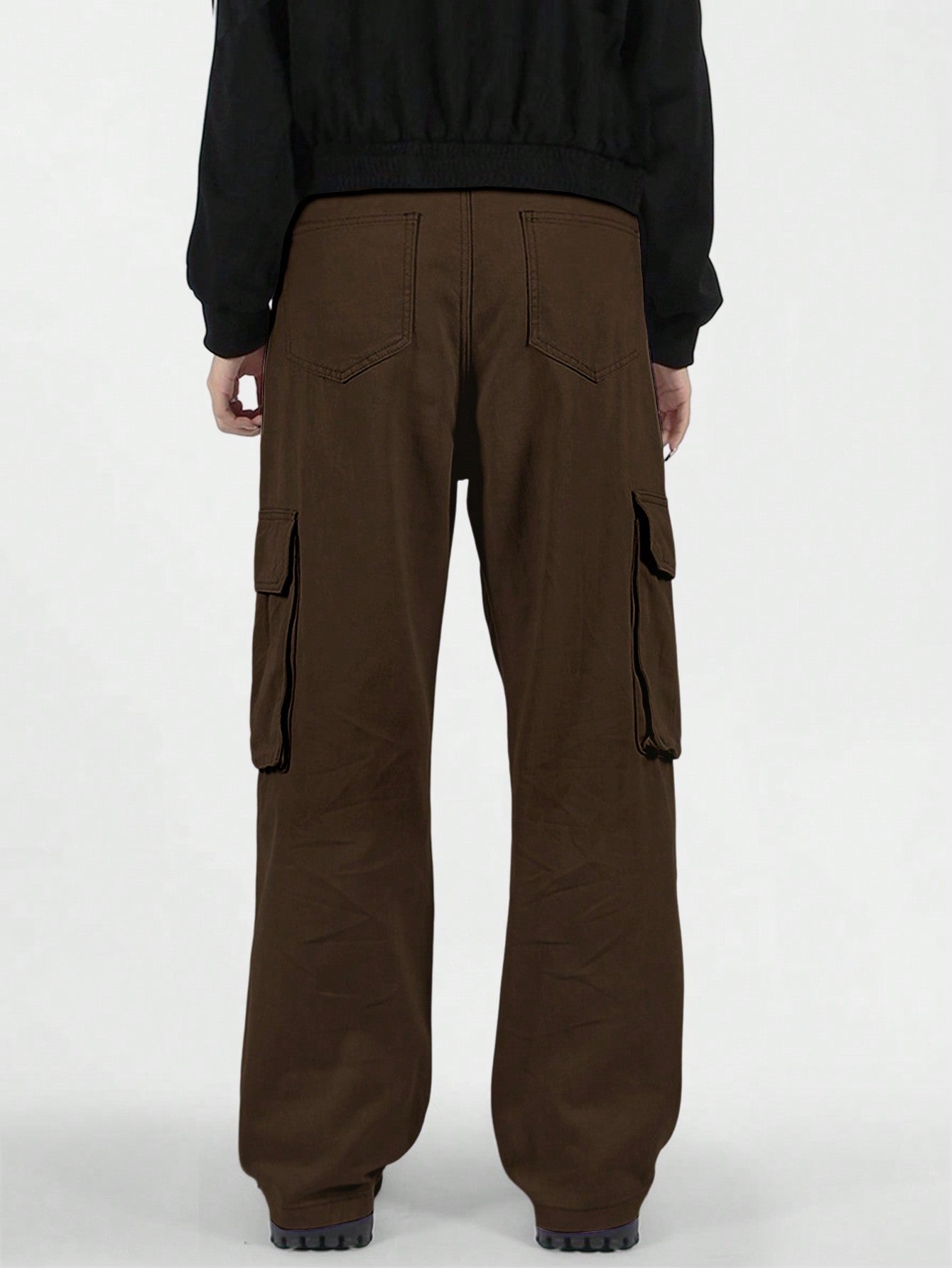 Calça Masculina Cargo Casual Bolsos Sobrepostos E Corte Clássico Calça Masculina Cargo Casual Bolsos Sobrepostos E