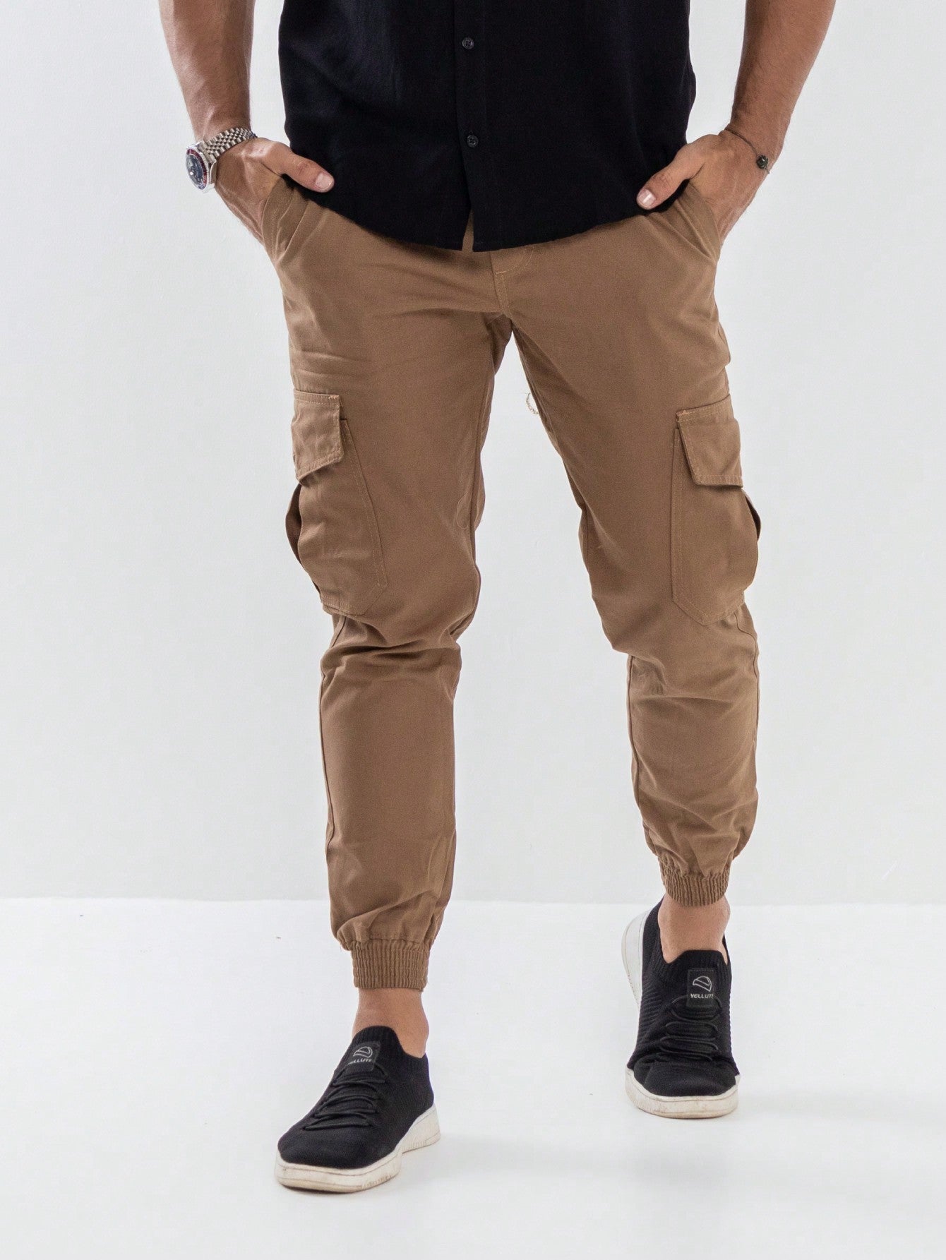 Calça Masculina Jeans Slim Fit Com Lavagem Média E Estilo Casual Caqui / PP Calça Masculina Jeans Slim Fit Com Lavagem