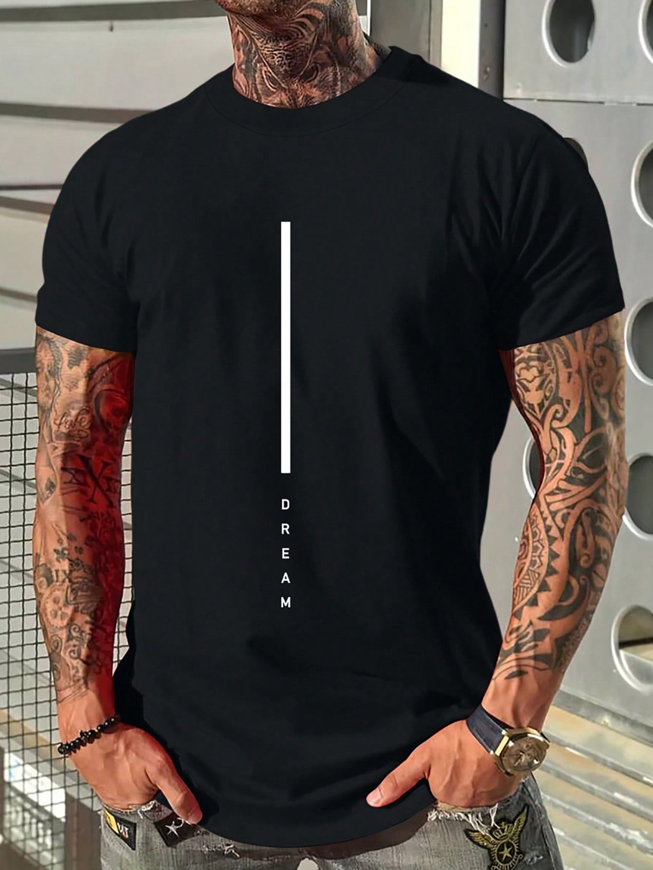 Camisa Masculina Slim Estampa Minimalista Vertical Preto / PP Camisa Masculina Slim Estampa Minimalista Vertical