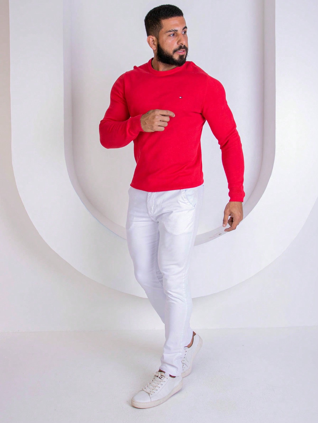 Calça Masculina Jeans Slim Fit Com Lavagem Média E Design Clean Branco / PP Calça Masculina Jeans Slim Fit Com Lavagem