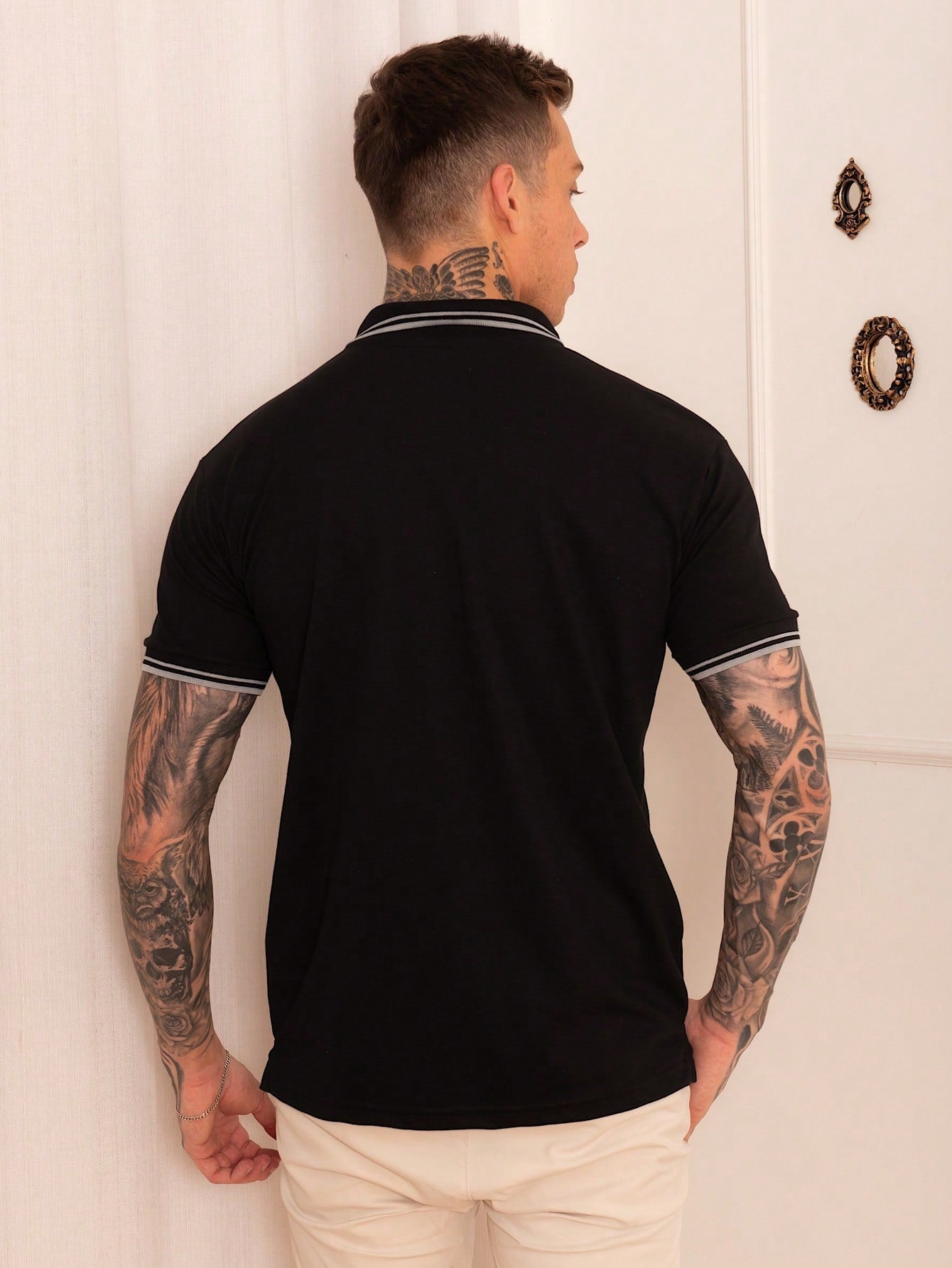 Camisa Polo Masculina Casual Estampa De Listras Gola Tradicional Camisa Polo Masculina Casual Estampa De Listras Gola