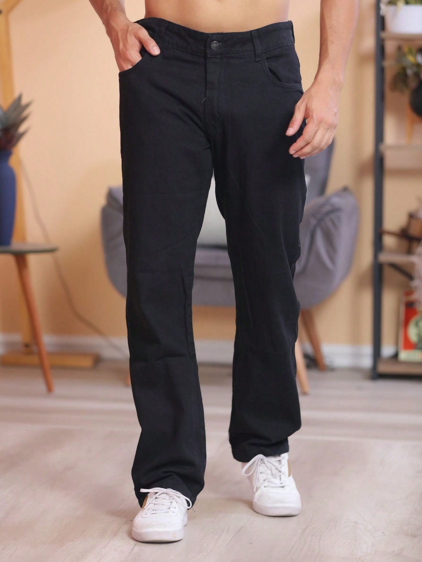 Calça Masculina Jeans Tradicional Reta Tecido Resistente E Corte Preto / PP Calça Masculina Jeans Tradicional Reta