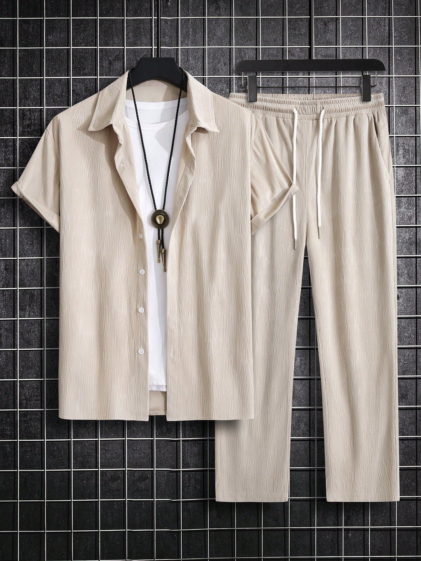 Conjunto Masculino Camisa Manga Curta E Calça Básica Casual Conjunto Masculino Camisa Manga Curta E Calça Básica Casual