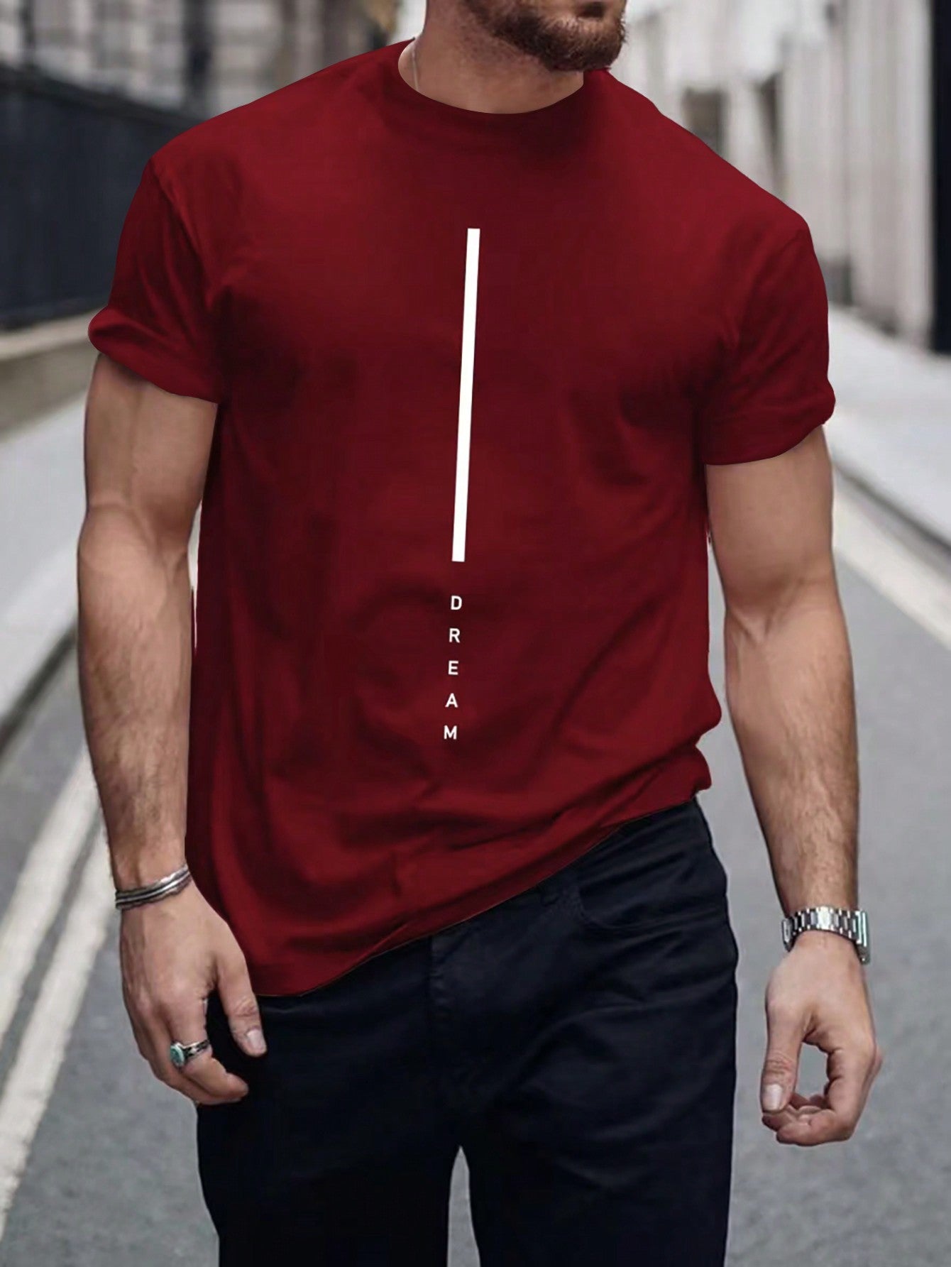 Camisa Masculina Slim Estampa Minimalista Vertical Vinho / PP Camisa Masculina Slim Estampa Minimalista Vertical