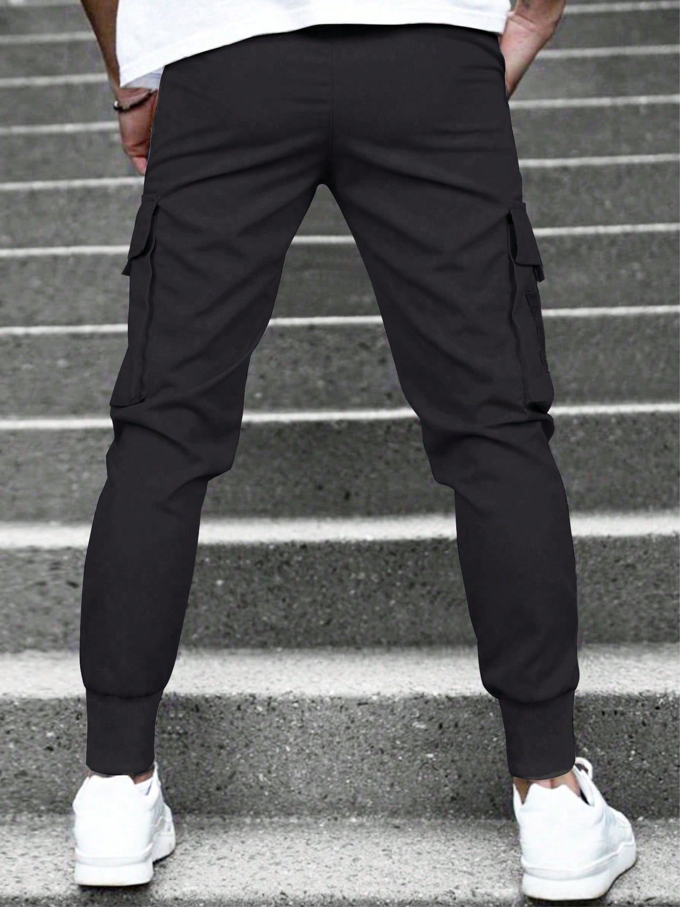 Calça Masculina Cargo Solta Bolsos Sobrepostos E Blocos De Cor Calça Masculina Cargo Solta Bolsos Sobrepostos E Blocos