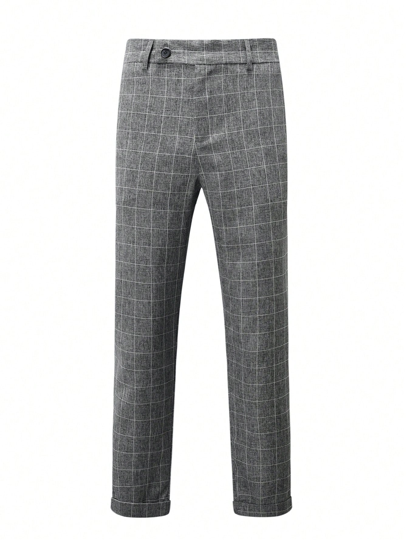 Calça Masculina Alfaiataria Slim Fit Com Estampa Xadrez E Cinto Calça Masculina Alfaiataria Slim Fit Com Estampa Xadrez