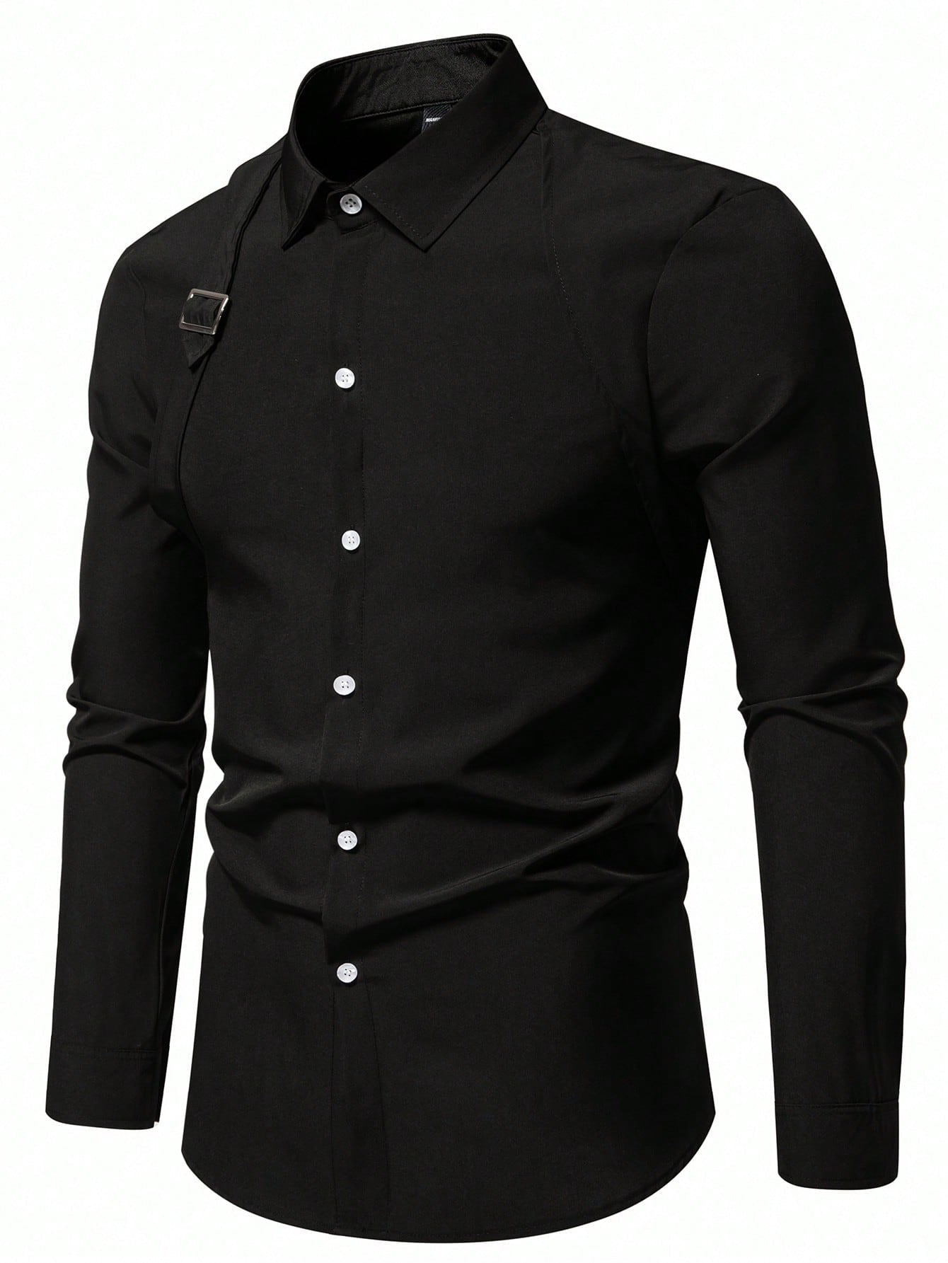 Camisa Masculina De Botão Slim Fivela Decorativa Estilo Único Camisa Masculina De Botão Slim Fivela Decorativa Estilo