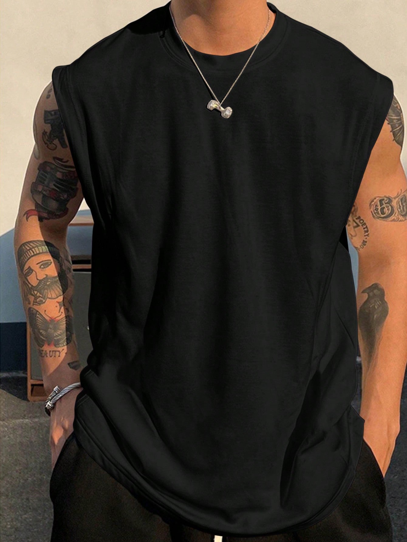 Camiseta Regata Masculina Básica Gola Redonda Estilo Clean Preto / PP Camiseta Regata Masculina Básica Gola Redonda