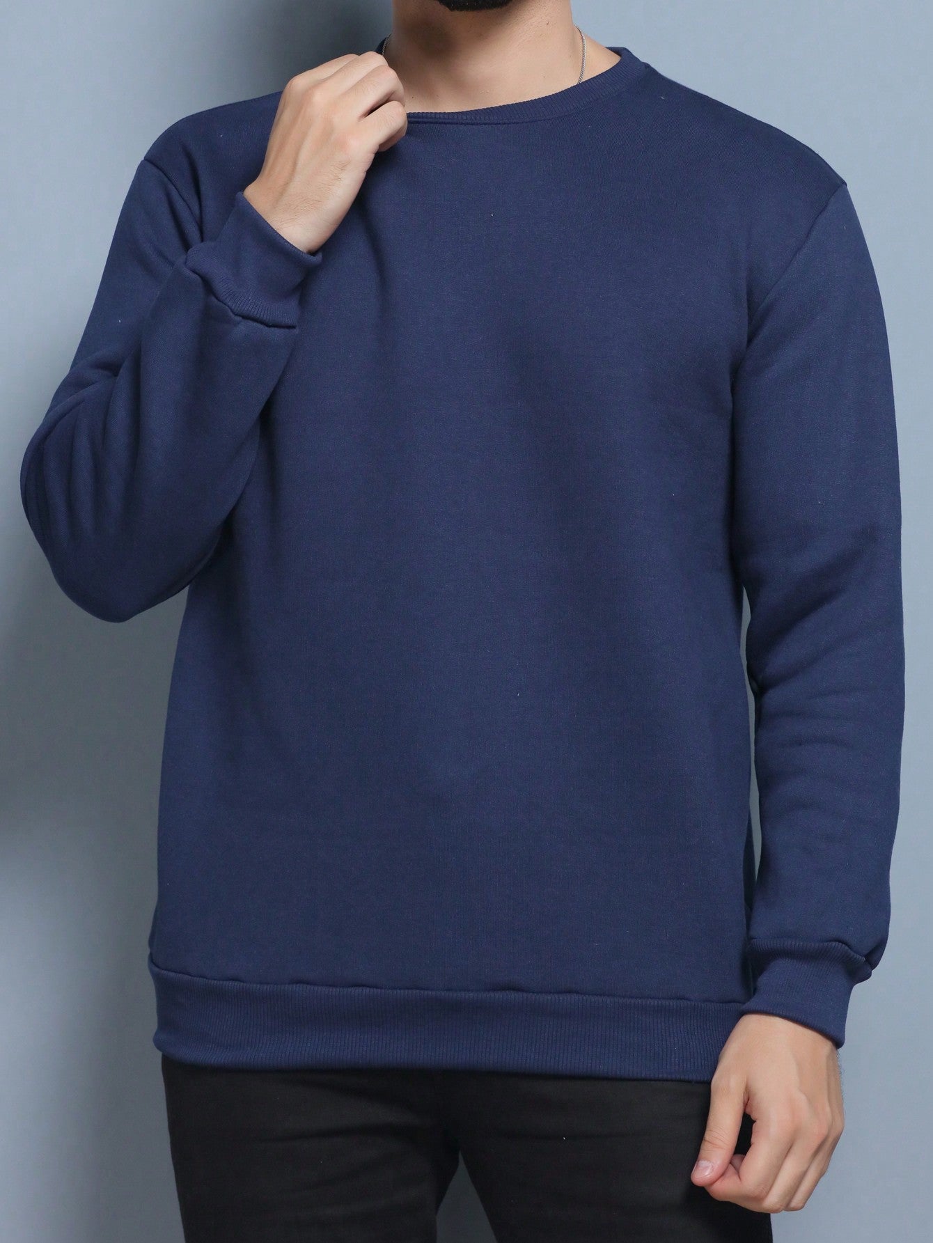 Moletom Masculino Casual Gola Redonda Estampa Central Azul Marinho / PP Moletom Masculino Casual Gola Redonda Estampa