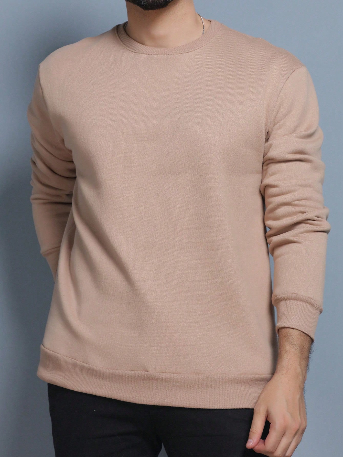 Moletom Masculino Casual Gola Redonda Estampa Central Caqui / PP Moletom Masculino Casual Gola Redonda Estampa Central