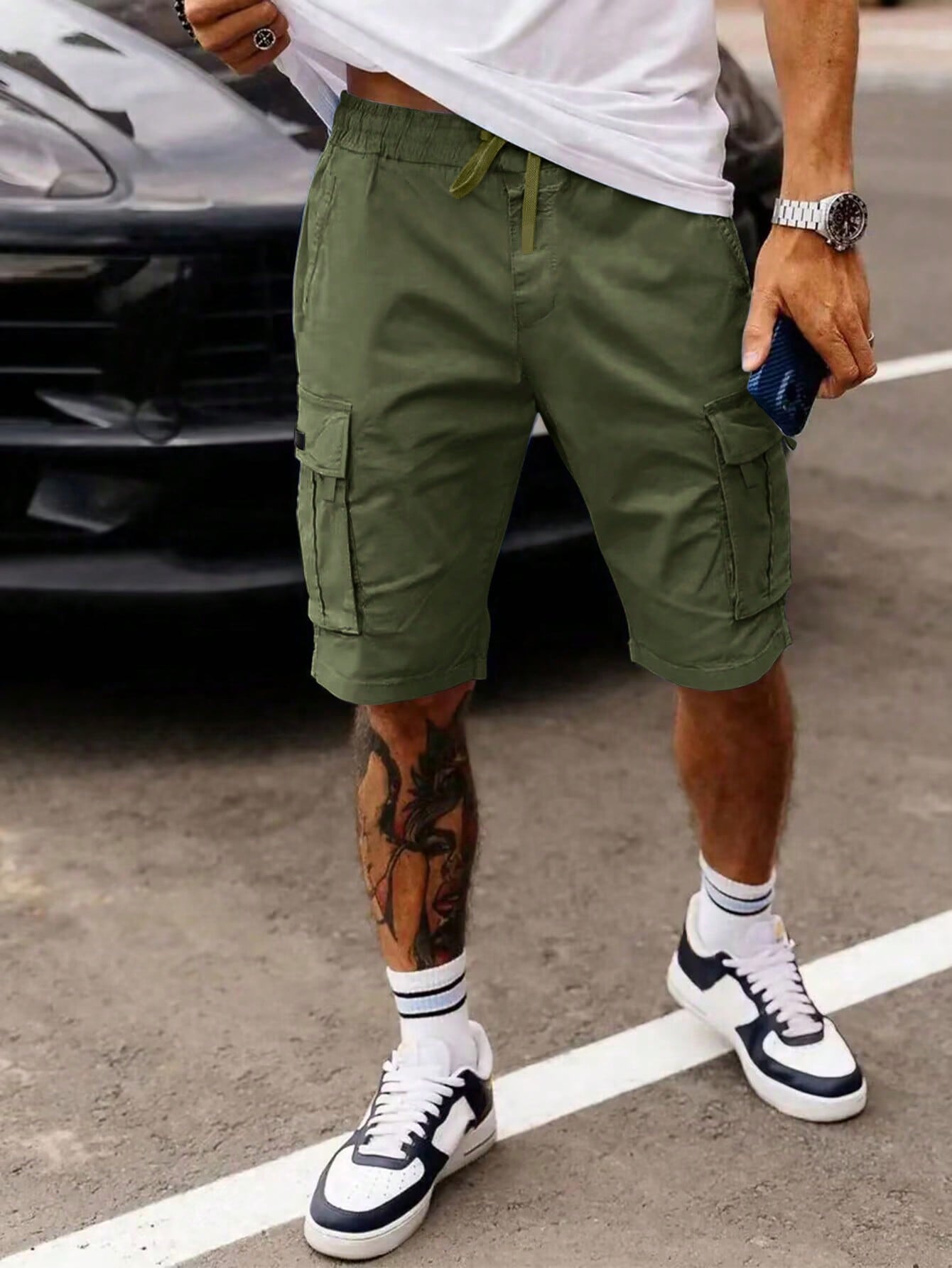 Shorts Masculino Cargo Bolsos Amplos E Cós Elástico Ajustável Shorts Masculino Cargo Bolsos Amplos E Cós Elástico