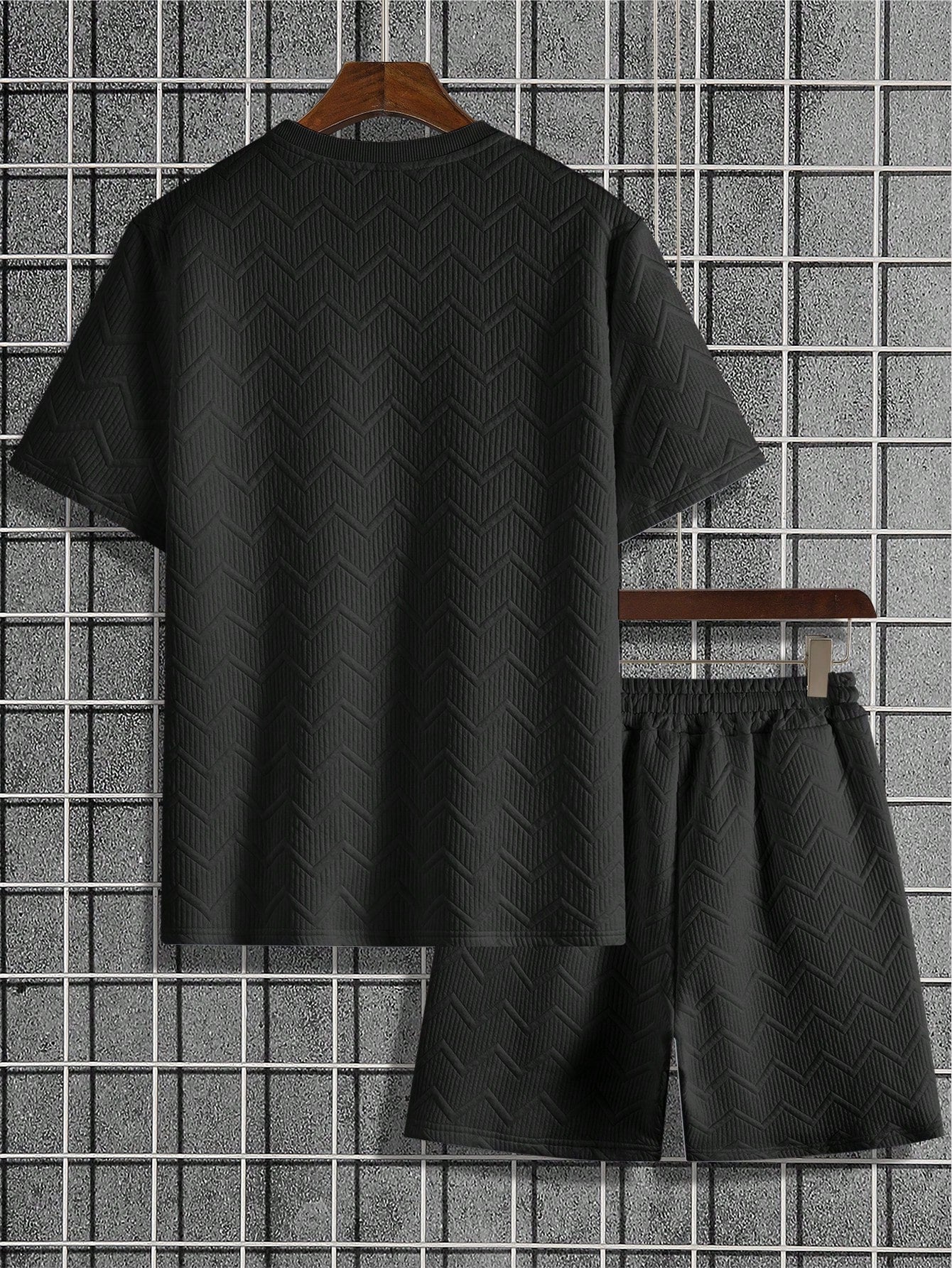 Conjunto Masculino Camiseta Texturizada E Shorts Confortáveis Conjunto Masculino Camiseta Texturizada E Shorts