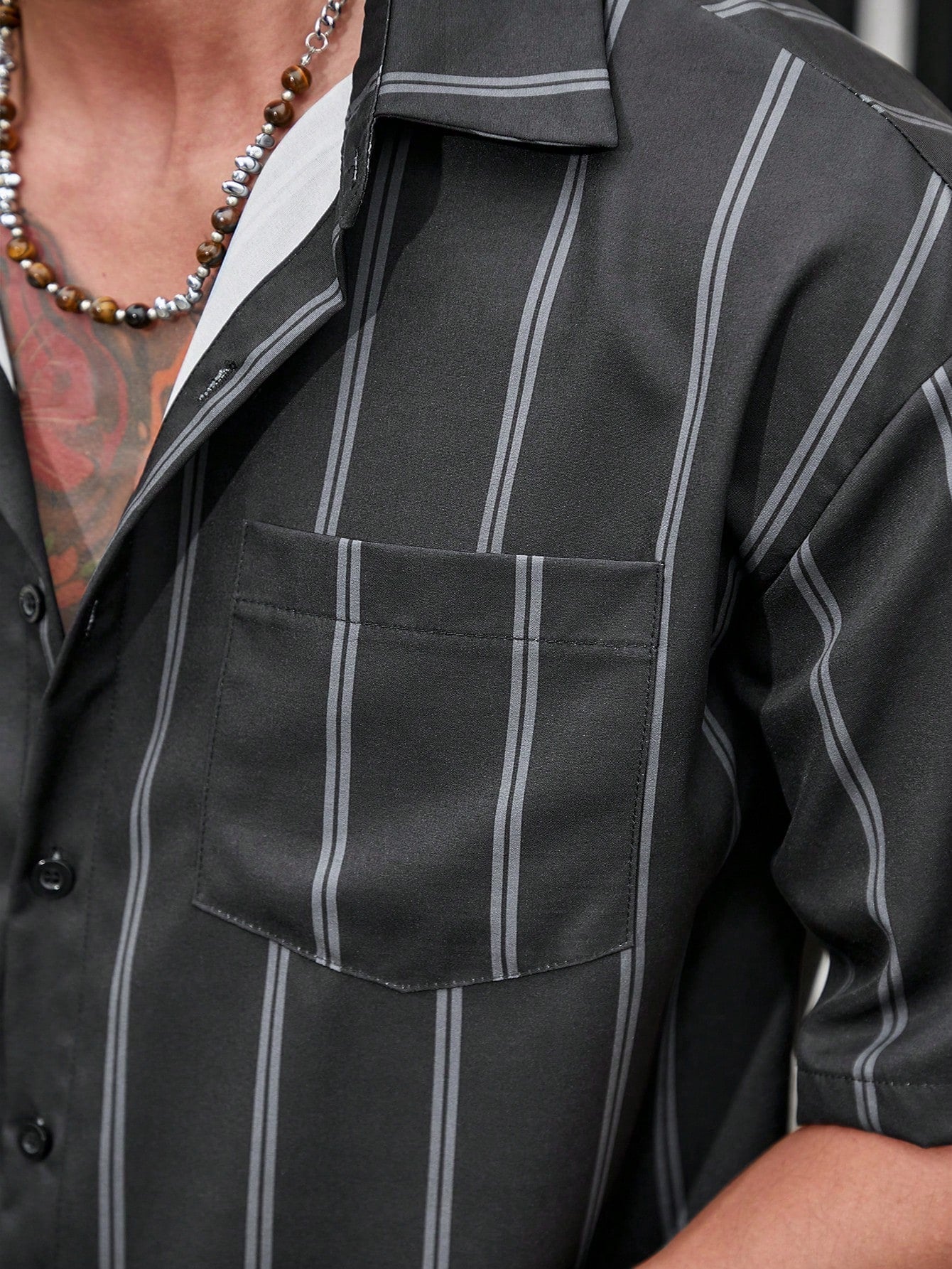 Conjunto Masculino Camisa Listrada E Calça Reta Estilo Verão Conjunto Masculino Camisa Listrada E Calça Reta Estilo