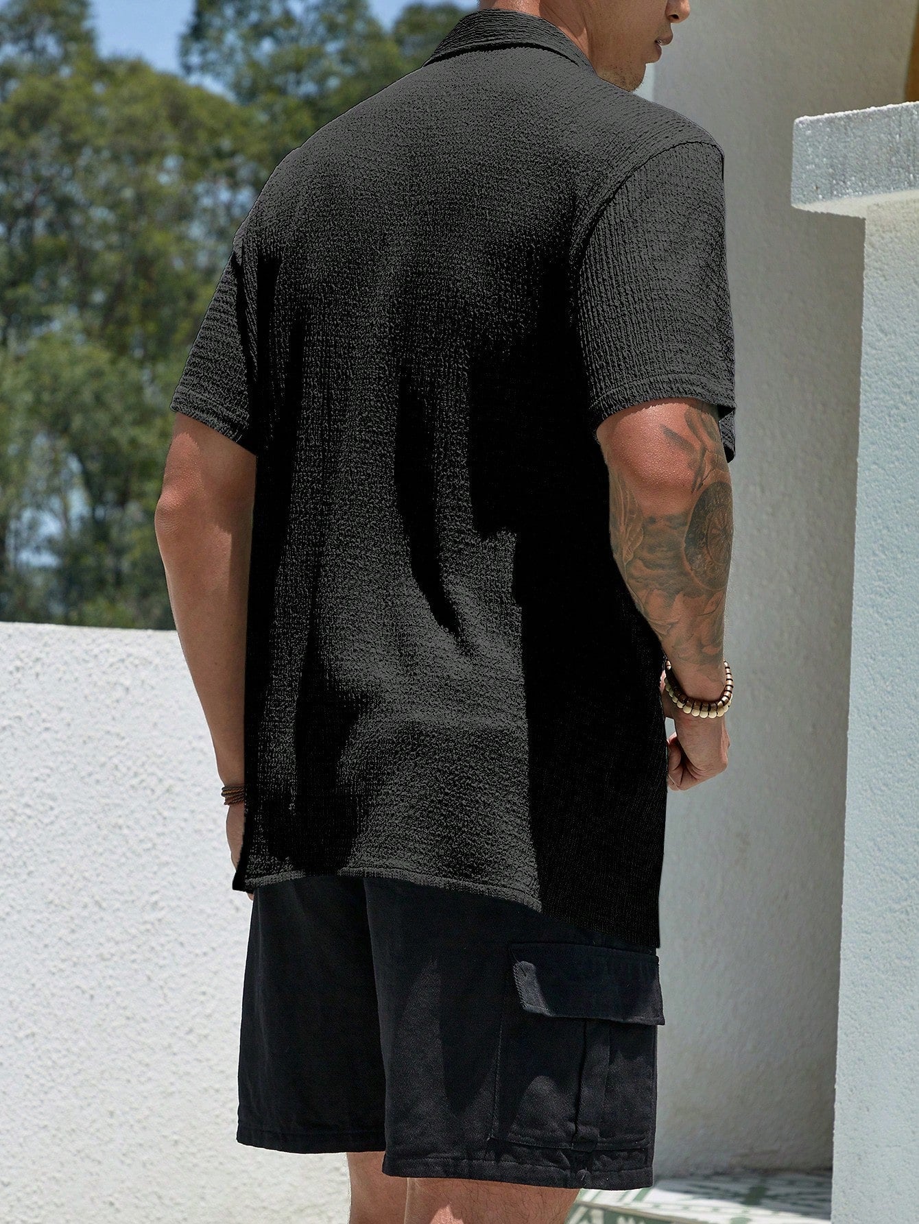 Camisa Masculina De Botão Caimento Leve Textura Fina Camisa Masculina De Botão Caimento Leve Textura Fina