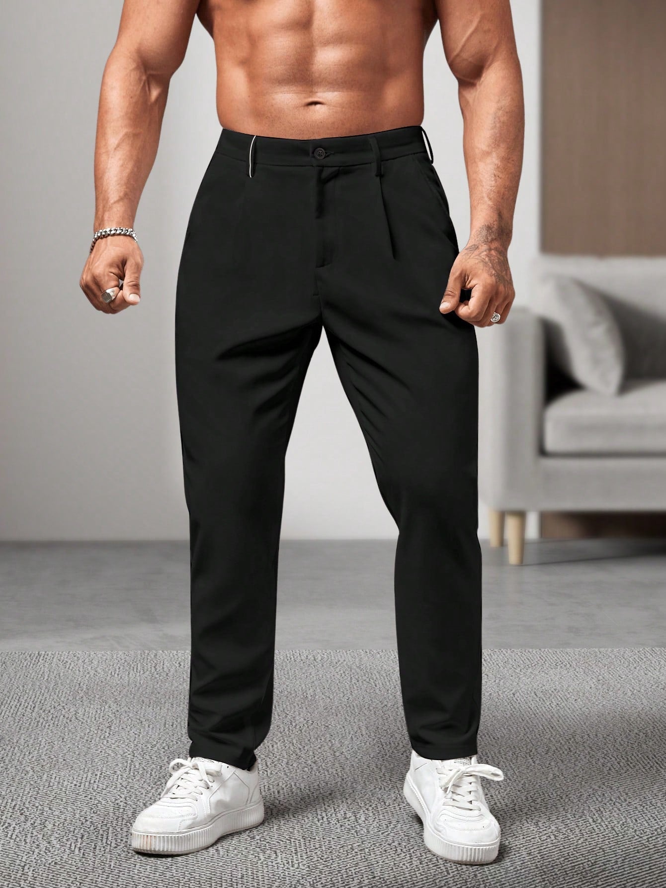 Calça Masculina Social Slim Fit Com Cintura Tradicional Calça Masculina Social Slim Fit Com Cintura Tradicional