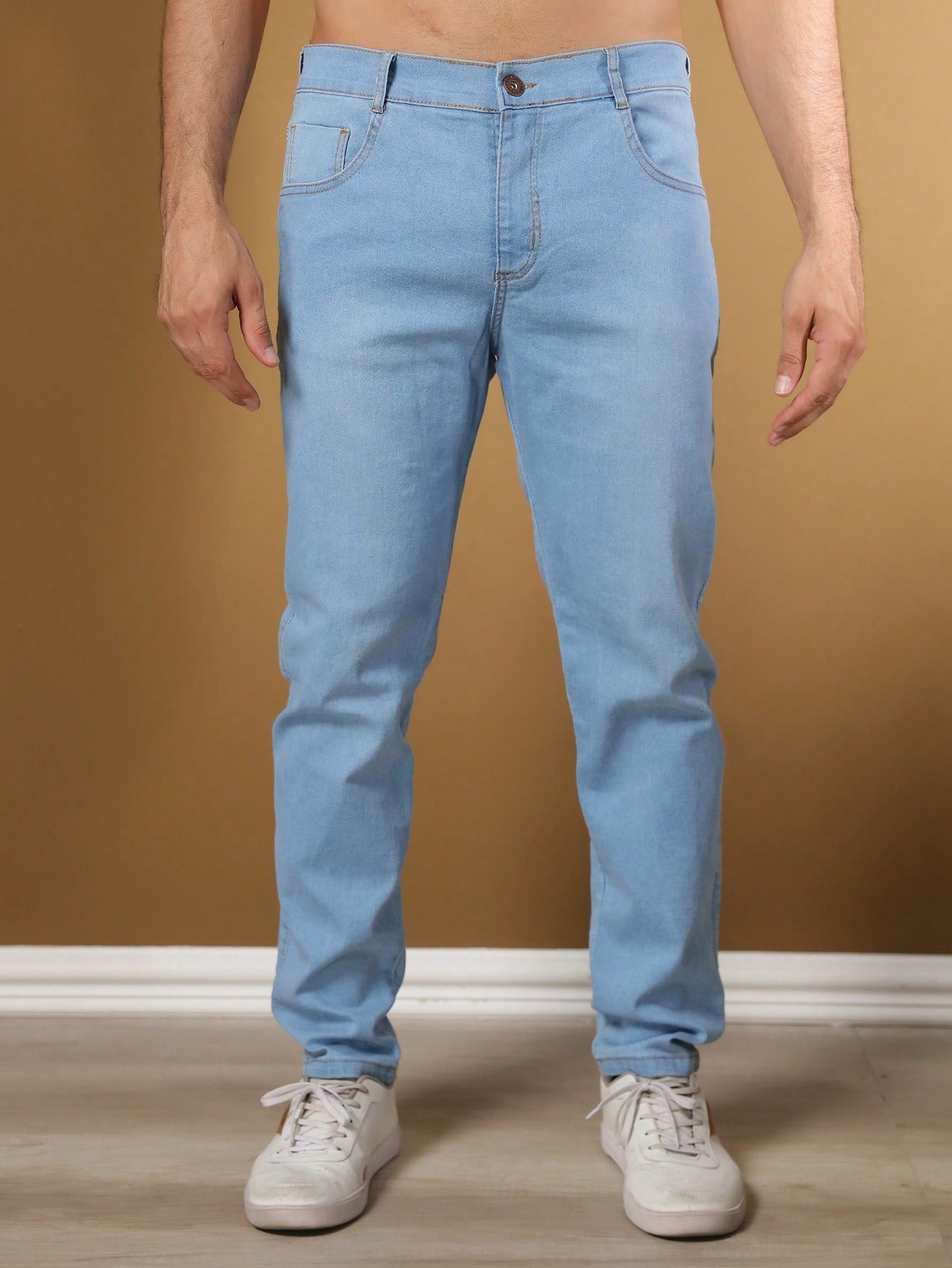 Calça Masculina Jeans Slim Fit Costura Contrastante E Ajuste Moderno Calça Masculina Social Slim Fit Com Tecido Stretch