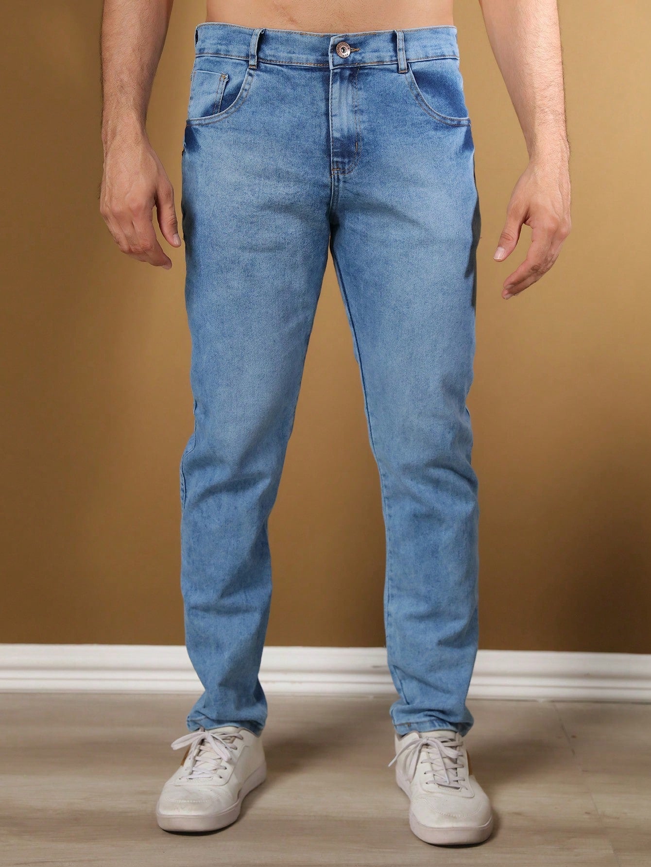 Calça Masculina Jeans Slim Fit Costura Contrastante E Ajuste Moderno Calça Masculina Social Slim Fit Com Tecido Stretch