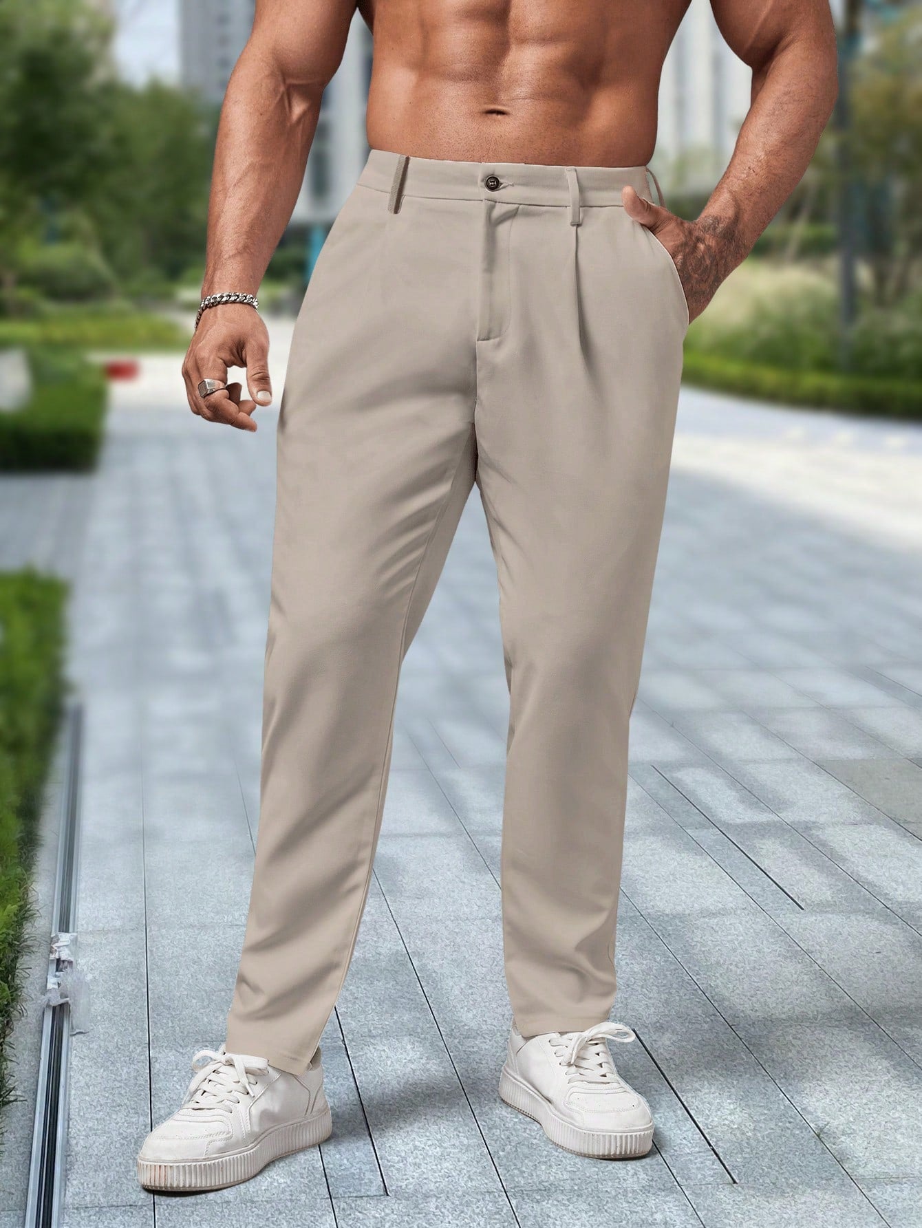 Calça Masculina Social Slim Fit Com Cintura Tradicional Calça Masculina Social Slim Fit Com Cintura Tradicional