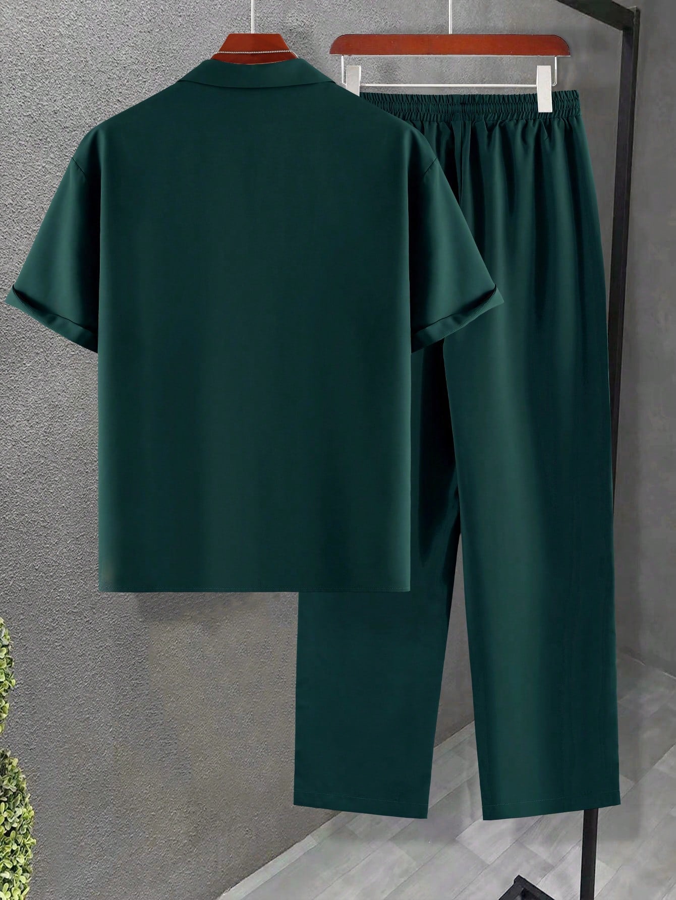 Conjunto Masculino Camisa Gola Dobrada E Calça Casual Solta Conjunto Masculino Camisa Gola Dobrada E Calça Casual Solta