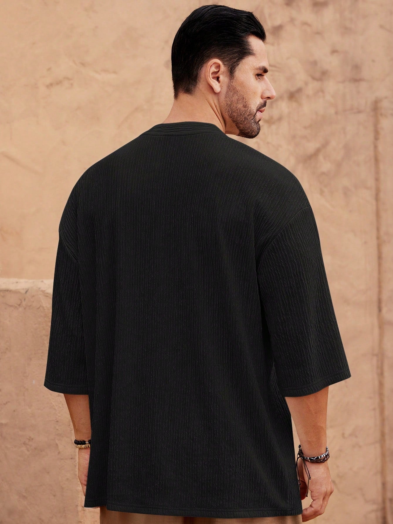 Camisa Masculina Casual Gola V Caimento Leve Camisa Masculina Casual Gola V Caimento Leve