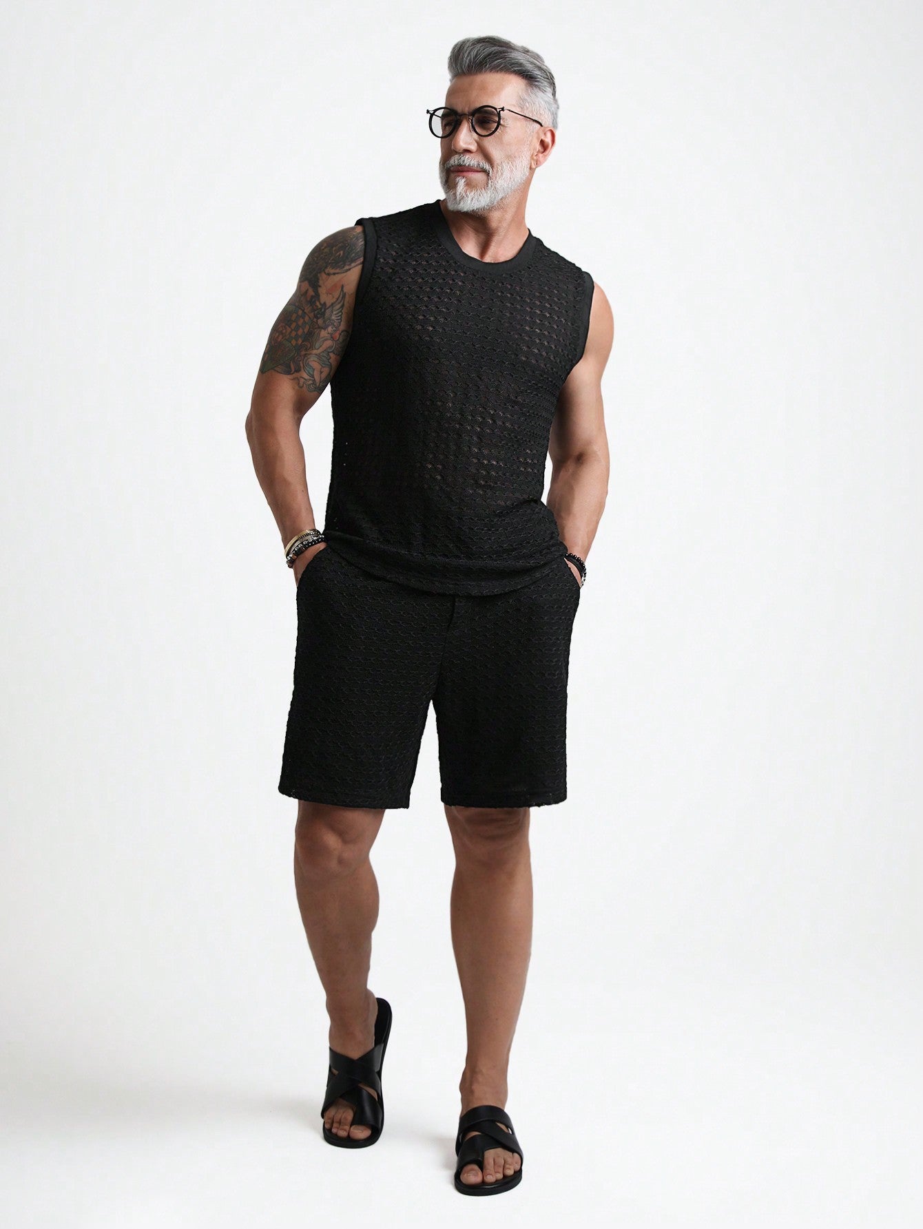 Conjunto Masculino Regata Lisa E Shorts Com Bolsos E Cós Elástico Conjunto Masculino Regata Lisa E Shorts Com Bolsos E