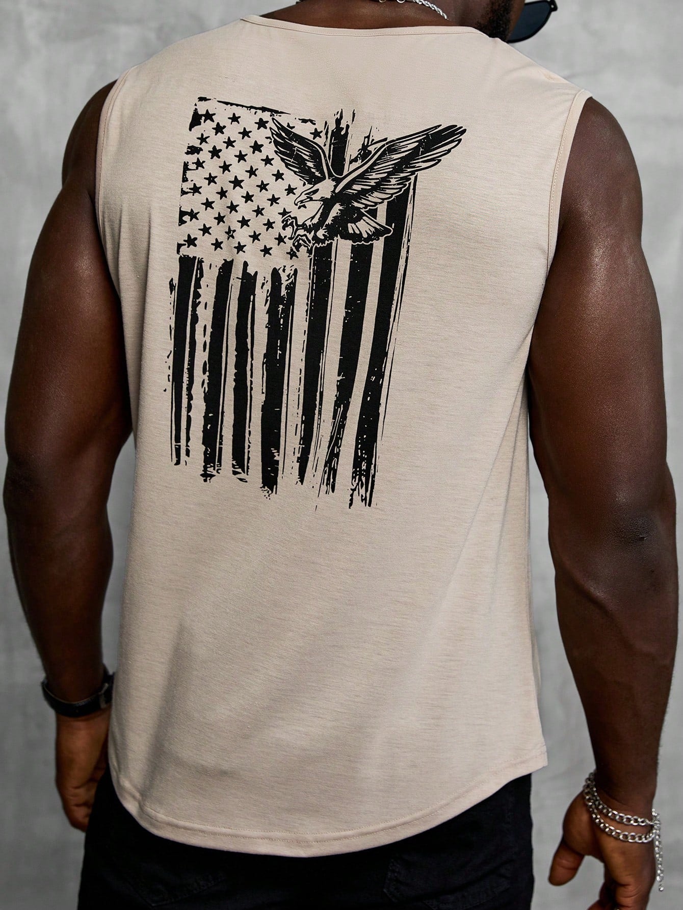 Camiseta Regata Masculina Estampa De Águia Bandeira Americana Damasco / PP Camiseta Regata Masculina Estampa De Águia