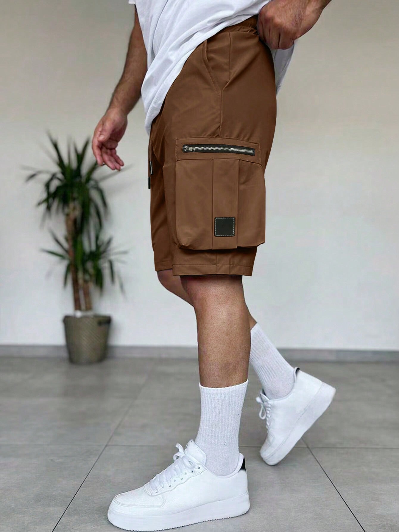 Shorts Masculino Cargo Estilo Street Com Zíper Decorativo Shorts Masculino Cargo Estilo Street Com Zíper Decorativo