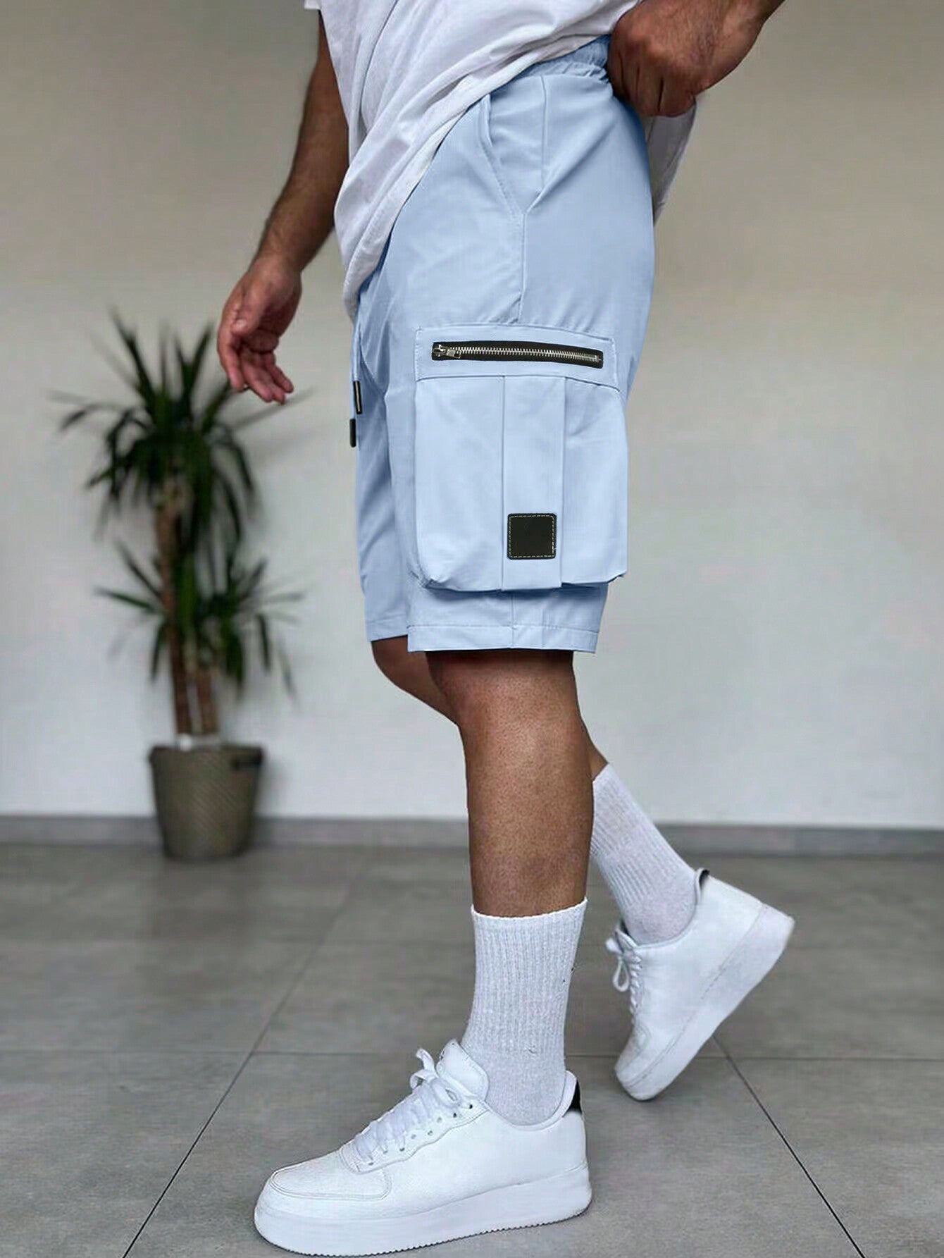 Shorts Masculino Cargo Estilo Street Com Zíper Decorativo Shorts Masculino Cargo Estilo Street Com Zíper Decorativo