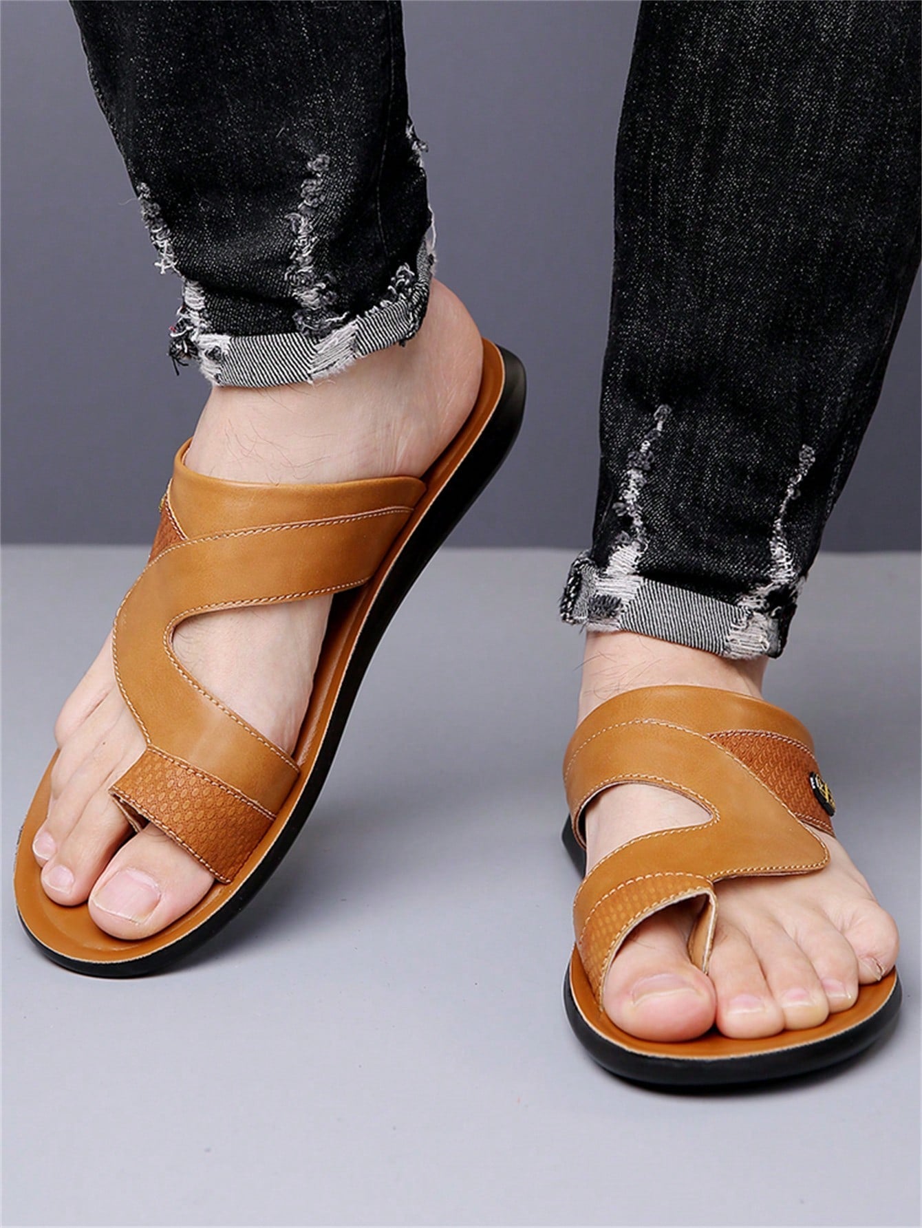 Chinelo Masculino Slide Casual Solado Macio Antiderrapante Castanho / 36 Chinelo Masculino Slide Casual Solado Macio