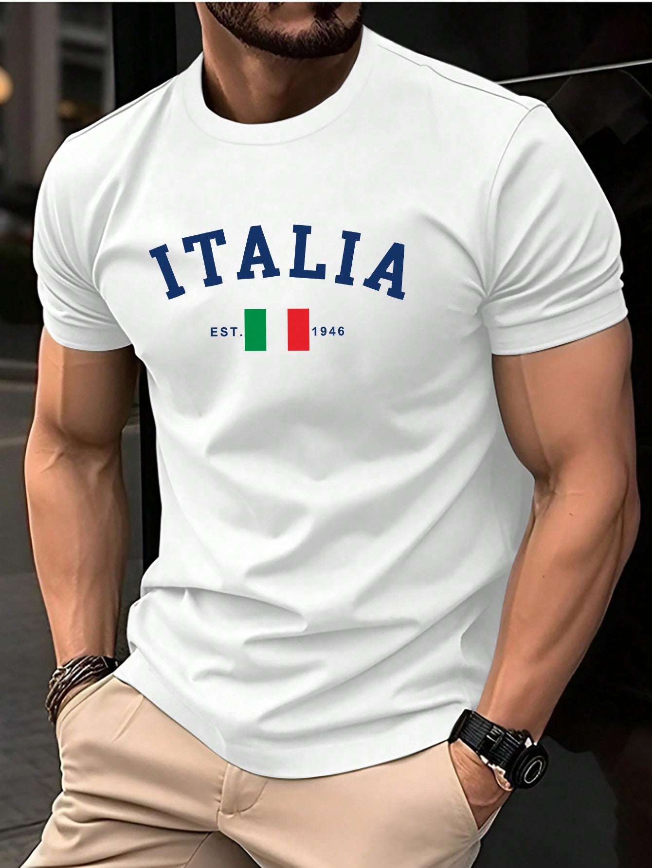 Camisa Masculina Slim Estampa Itália Design Moderno Branco / PP Camisa Masculina Slim Estampa Itália Design Moderno