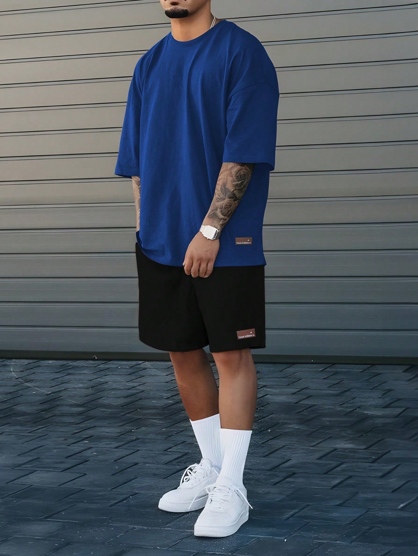 Conjunto Masculino Camisa Manga Curta E Shorts Estilo Casual Azul / PP Conjunto Masculino Camisa Manga Curta E Shorts