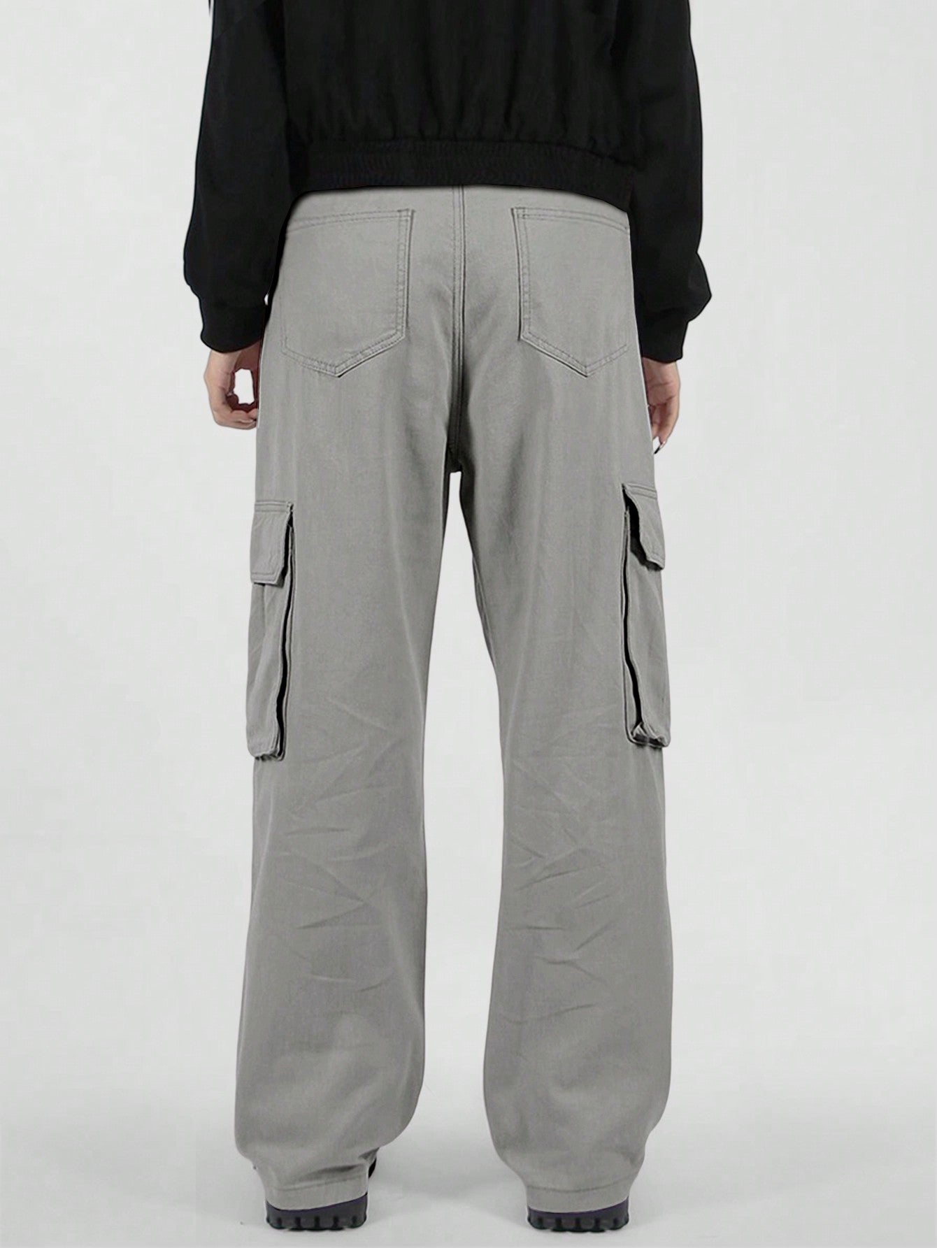 Calça Masculina Cargo Casual Bolsos Sobrepostos E Corte Clássico Calça Masculina Cargo Casual Bolsos Sobrepostos E