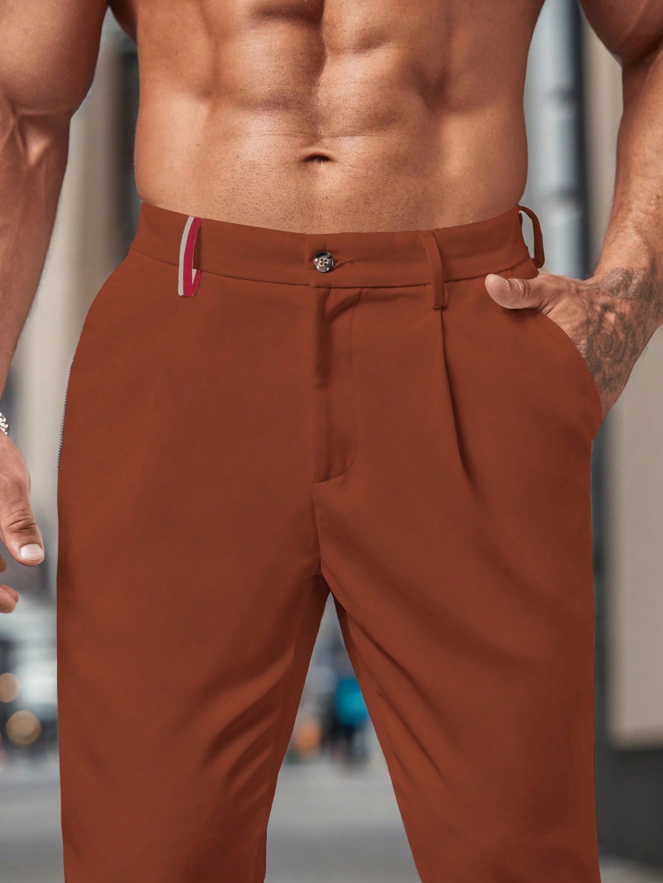 Calça Masculina Social Slim Fit Com Cintura Tradicional Calça Masculina Social Slim Fit Com Cintura Tradicional