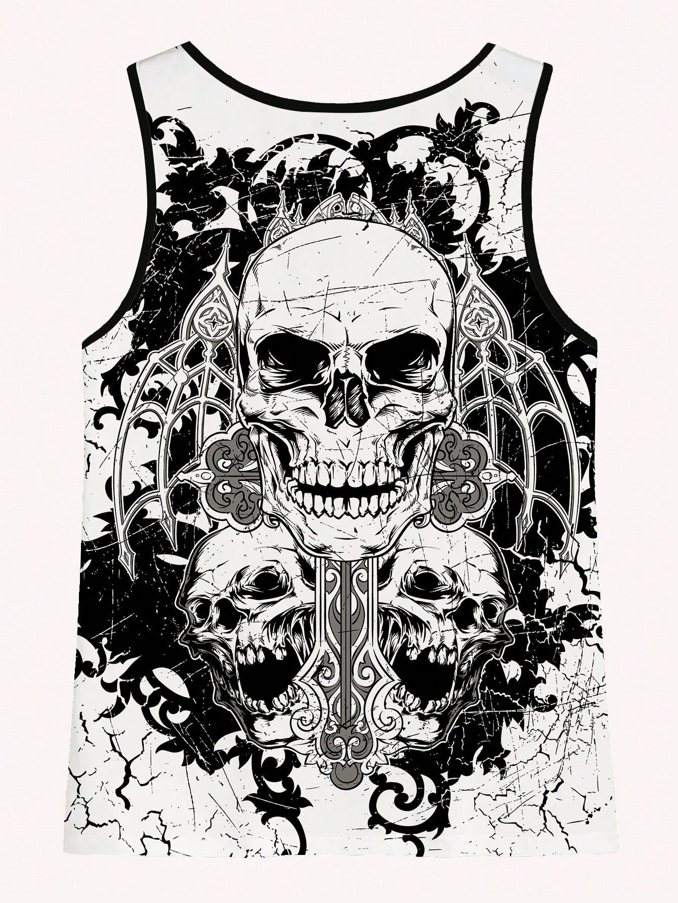 Camiseta Regata Masculina Estampa De Caveira Gola Redonda Camiseta Regata Masculina Estampa De Caveira Gola Redonda