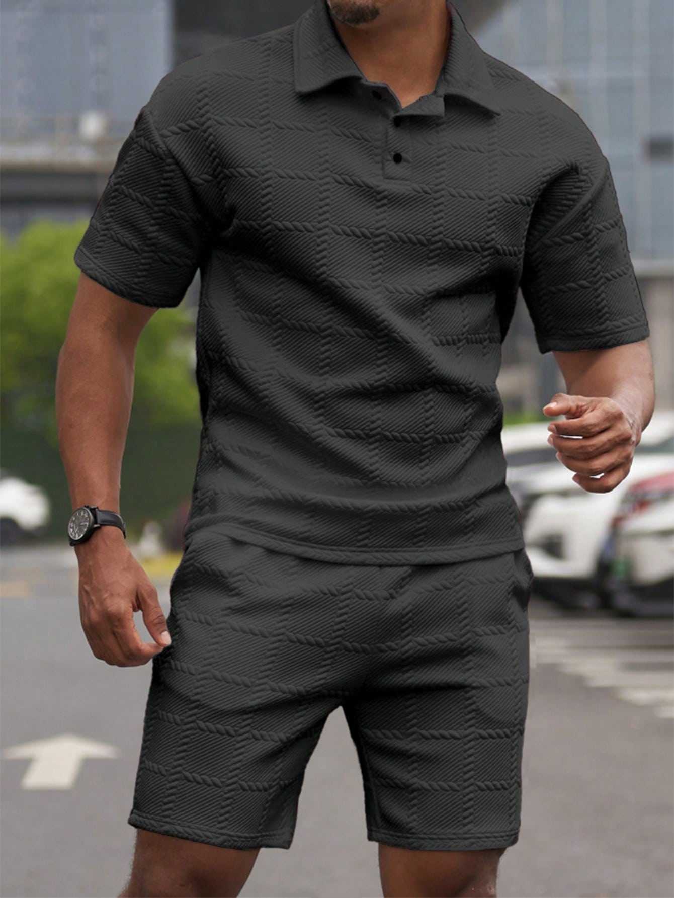 Conjunto Masculino Polo Manga Curta E Shorts Estilo Casual Conjunto Masculino Polo Manga Curta E Shorts Estilo Casual