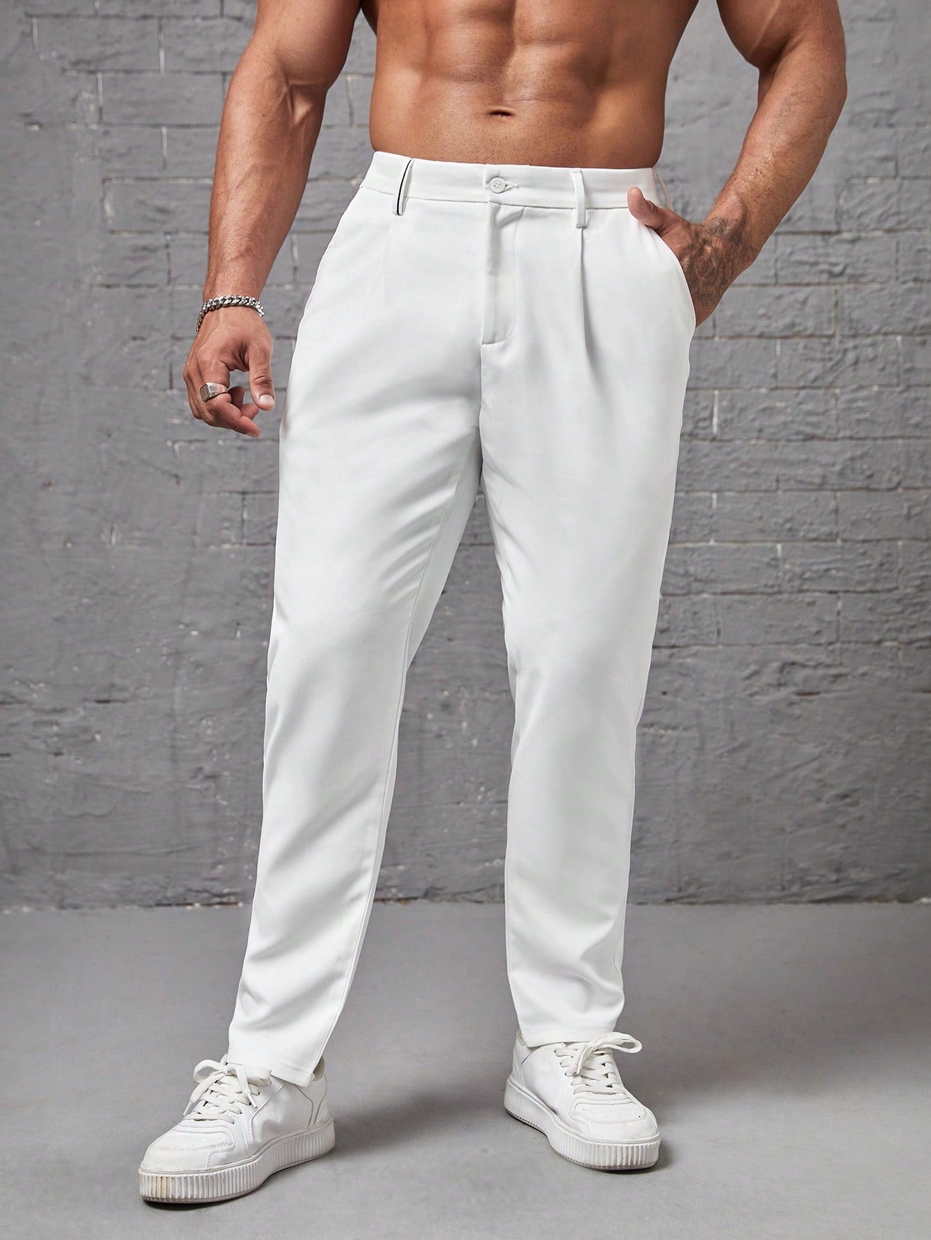 Calça Masculina Social Slim Fit Com Cintura Tradicional Calça Masculina Social Slim Fit Com Cintura Tradicional