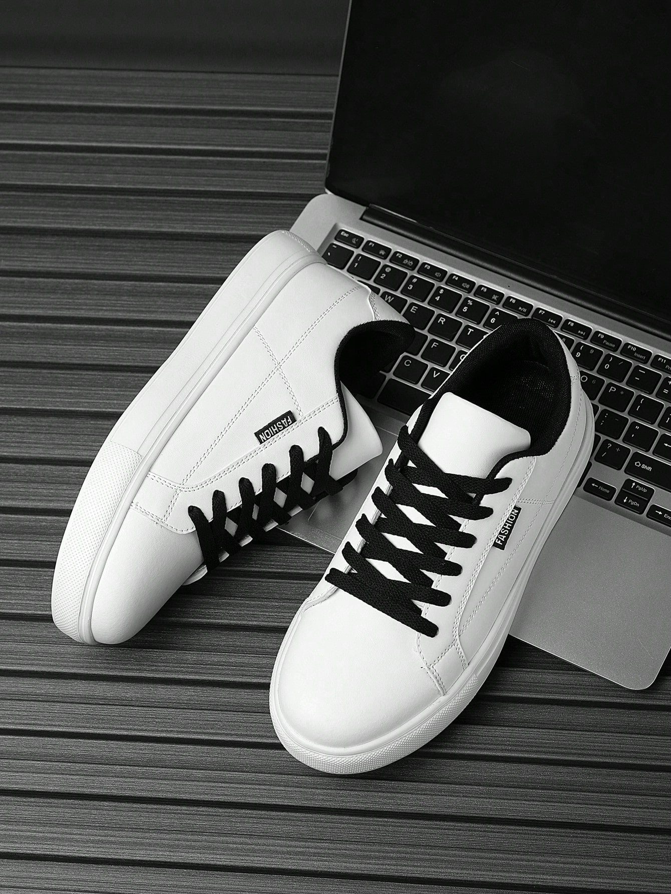 Tênis Masculino Estilo Street Casual Com Cadarço Contraste Branco / 36 Tênis Masculino Estilo Street Casual Com Cadarço