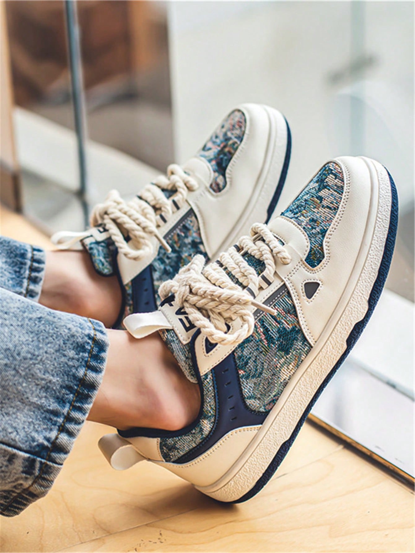 Tênis Masculino Casual Street Estilo Criativo Multitextura Tênis Masculino Casual Street Estilo Criativo Multitextura