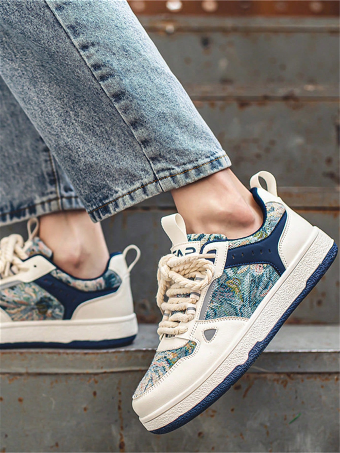 Tênis Masculino Casual Street Estilo Criativo Multitextura Tênis Masculino Casual Street Estilo Criativo Multitextura